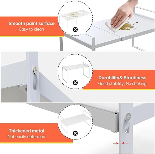 Miniatura 3 de KOMOHOM Organizador de gabinete expandible de 16 a 26 pulgadas, organizador de estante de cocina de 11 pulgadas de ancho, organizadores de armarios
