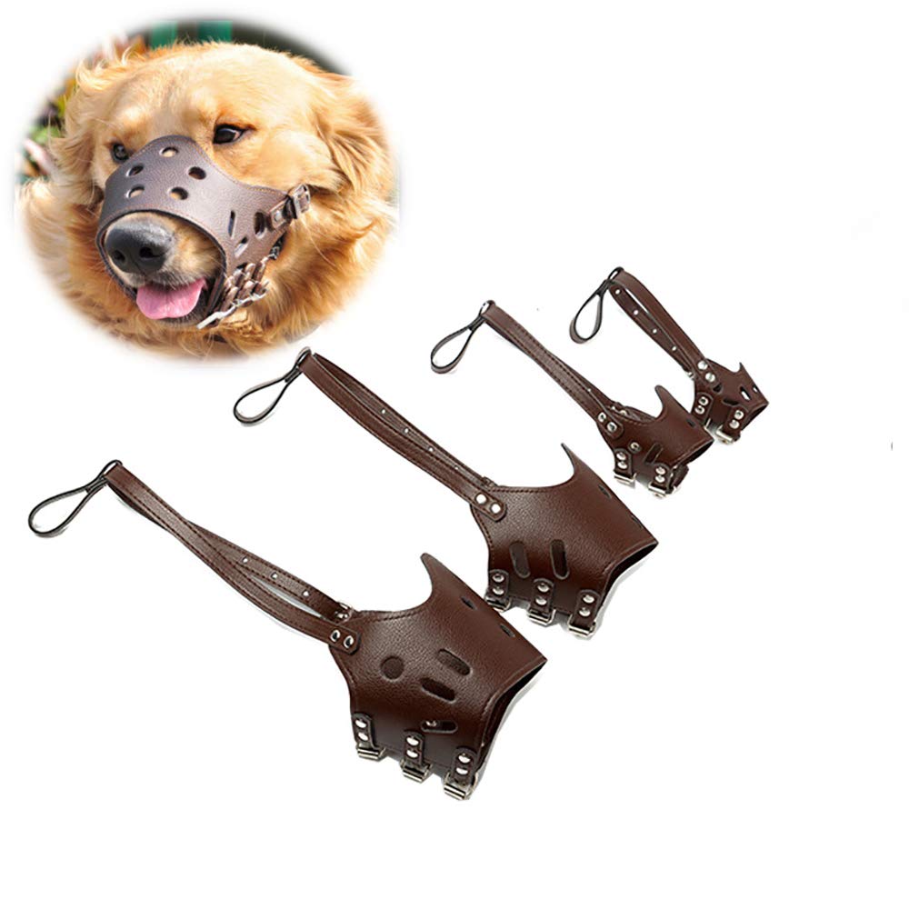 SHULLIN Leather Dog Muzzle for Small Dogs Brown, S