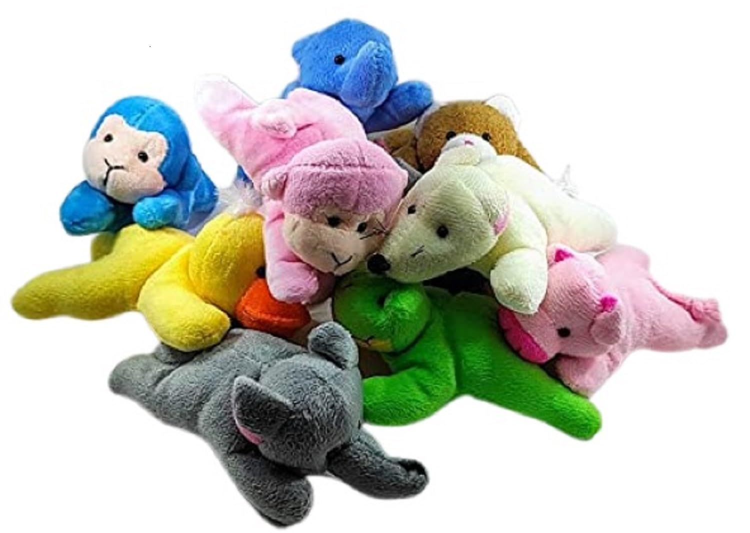 Vital Creations Soft Fur Fabric Cute Animal Fridge Magnets Plus Toy for Decorative Plush Toy Accessory Fun Buddy - Multicolour,Set of 4 (Colour as per Availability) Big Size