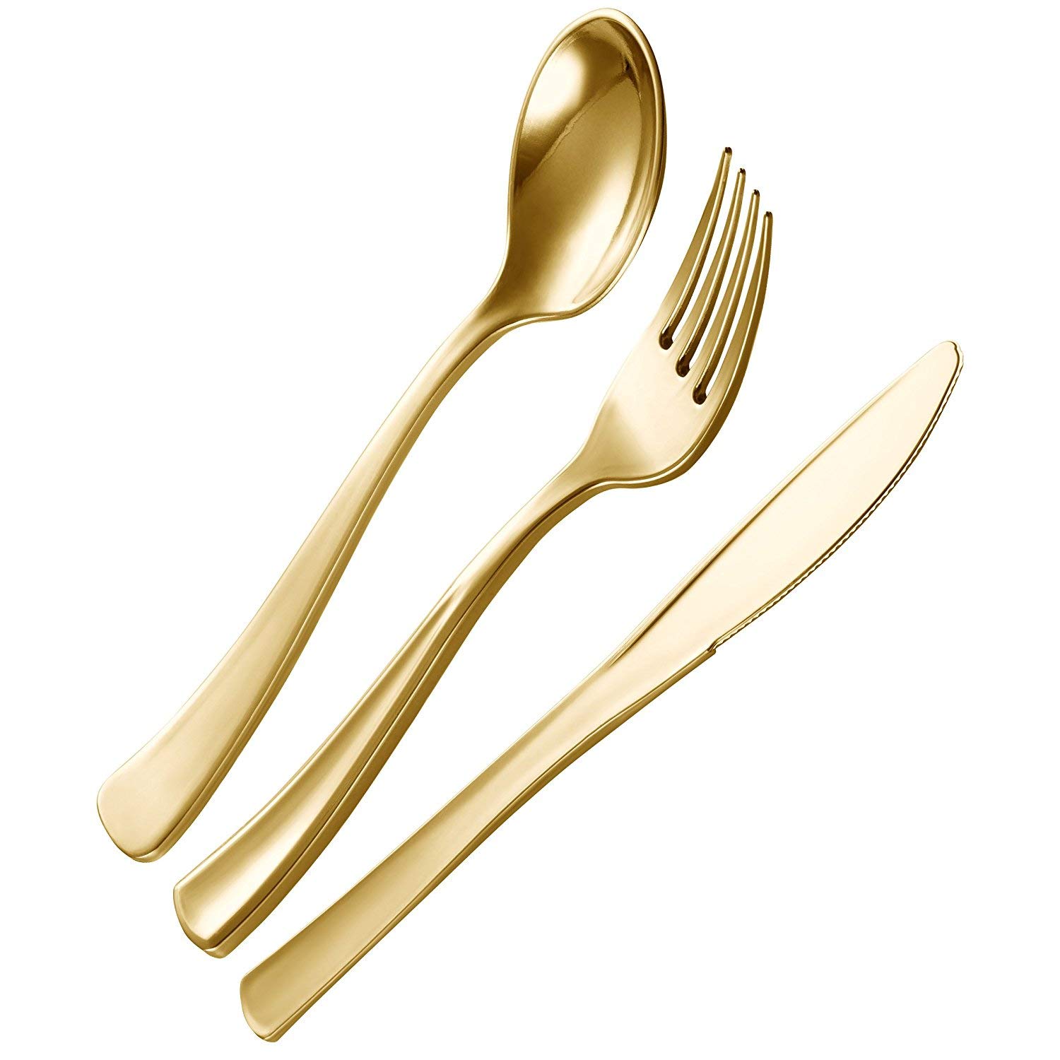 600 Plastic Silverware Set, Gold Plastic Cutlery Set, Disposable Silverware Set