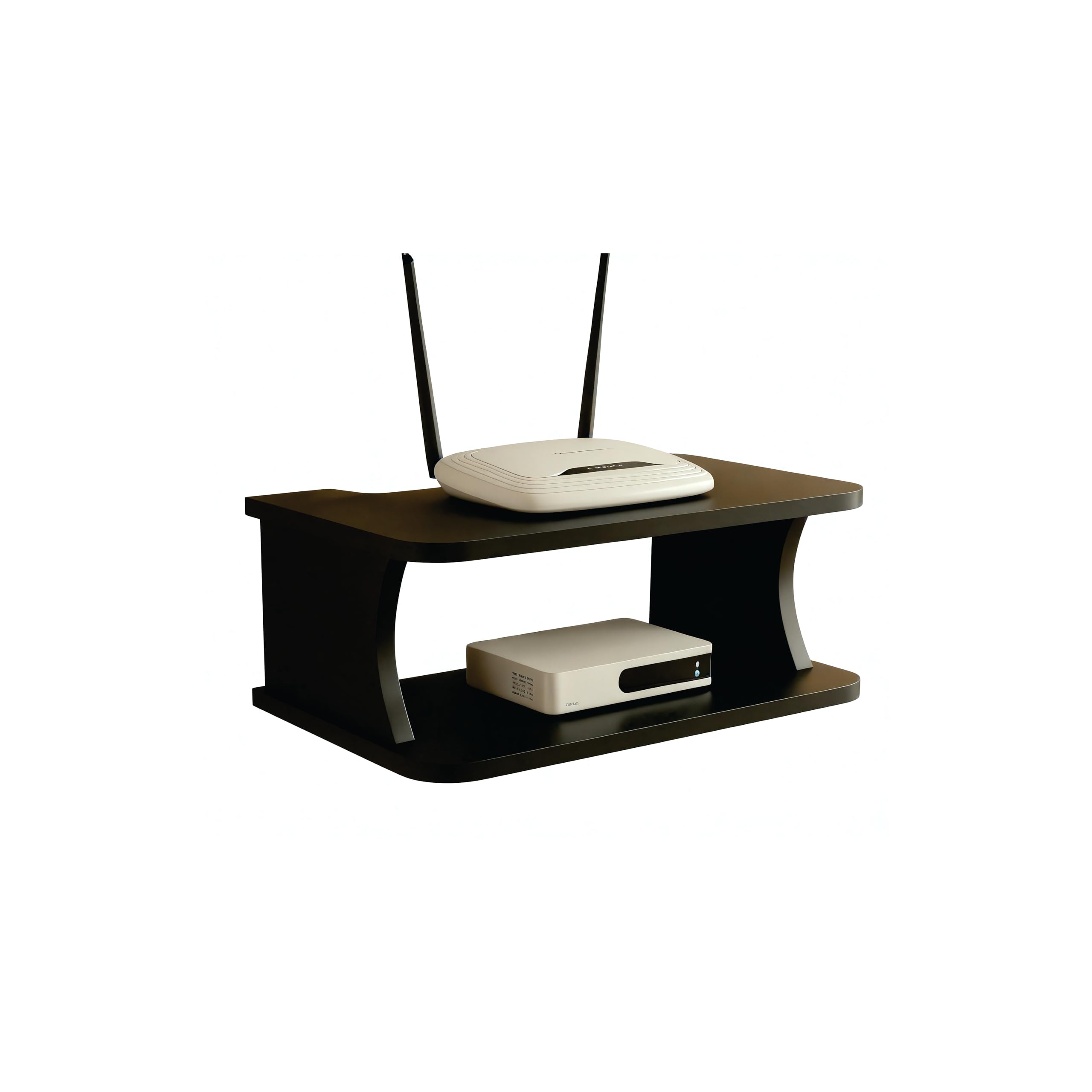 Trendy Cart Wooden Wall Mount WiFi Router & Set Top Box Stand | Space-Saving Floating Shelf for Living Room & Bedroom (Black)-image-38