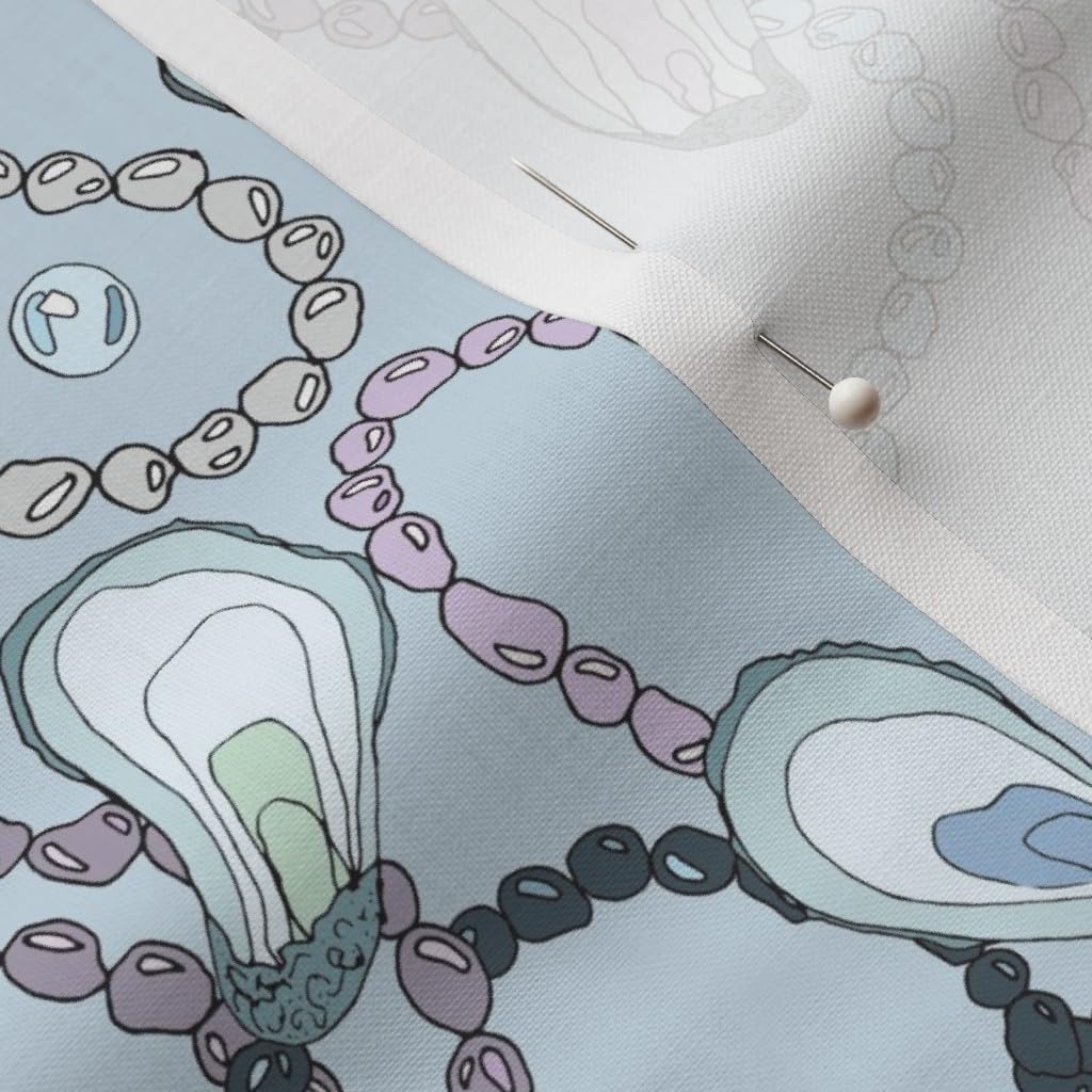 Spoonflower Fabric - Oysters Sea Shells Beach Ocean Shell Printed on Petal Signature Cotton Fabric by The Yard - Sewing Quilting Apparel Crafts Decor