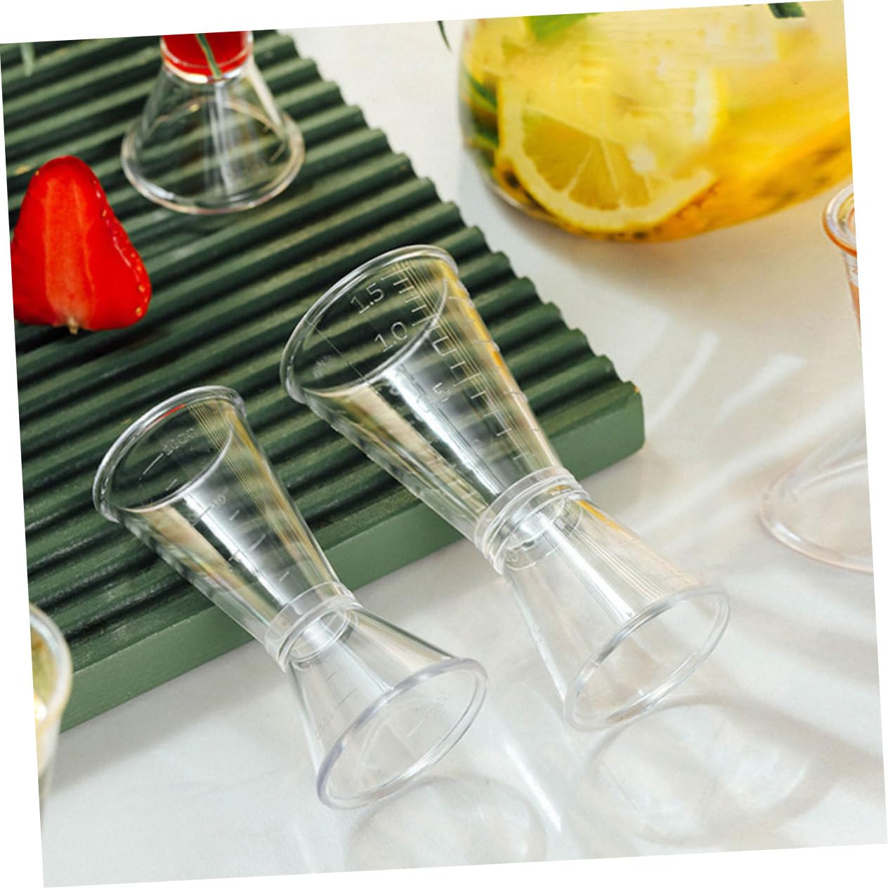BEBEMOKO Bar Measuring Cup Set Plastic Double Jigger Liquid Measuring Cups for Cocktail Making