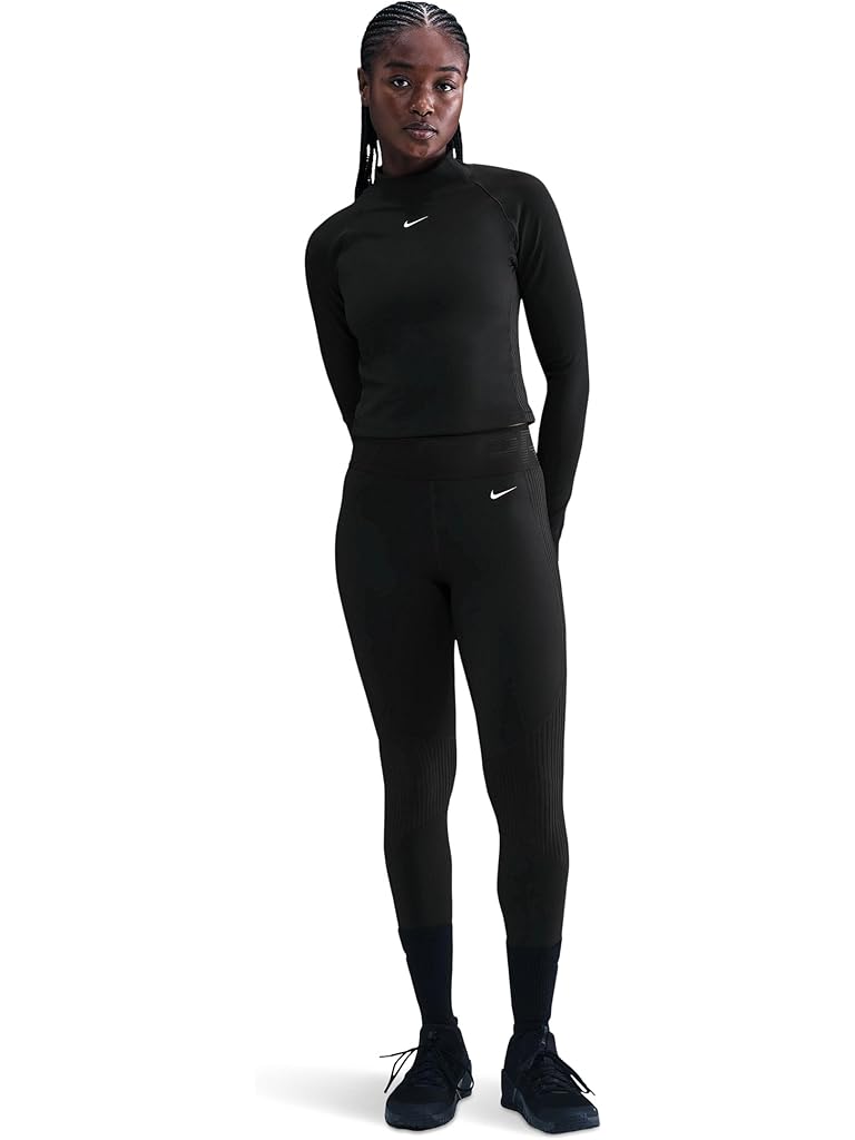 Gray Nike Pro Dri-FIT Warm Sculpt High-Rise Grid Graphic Tights