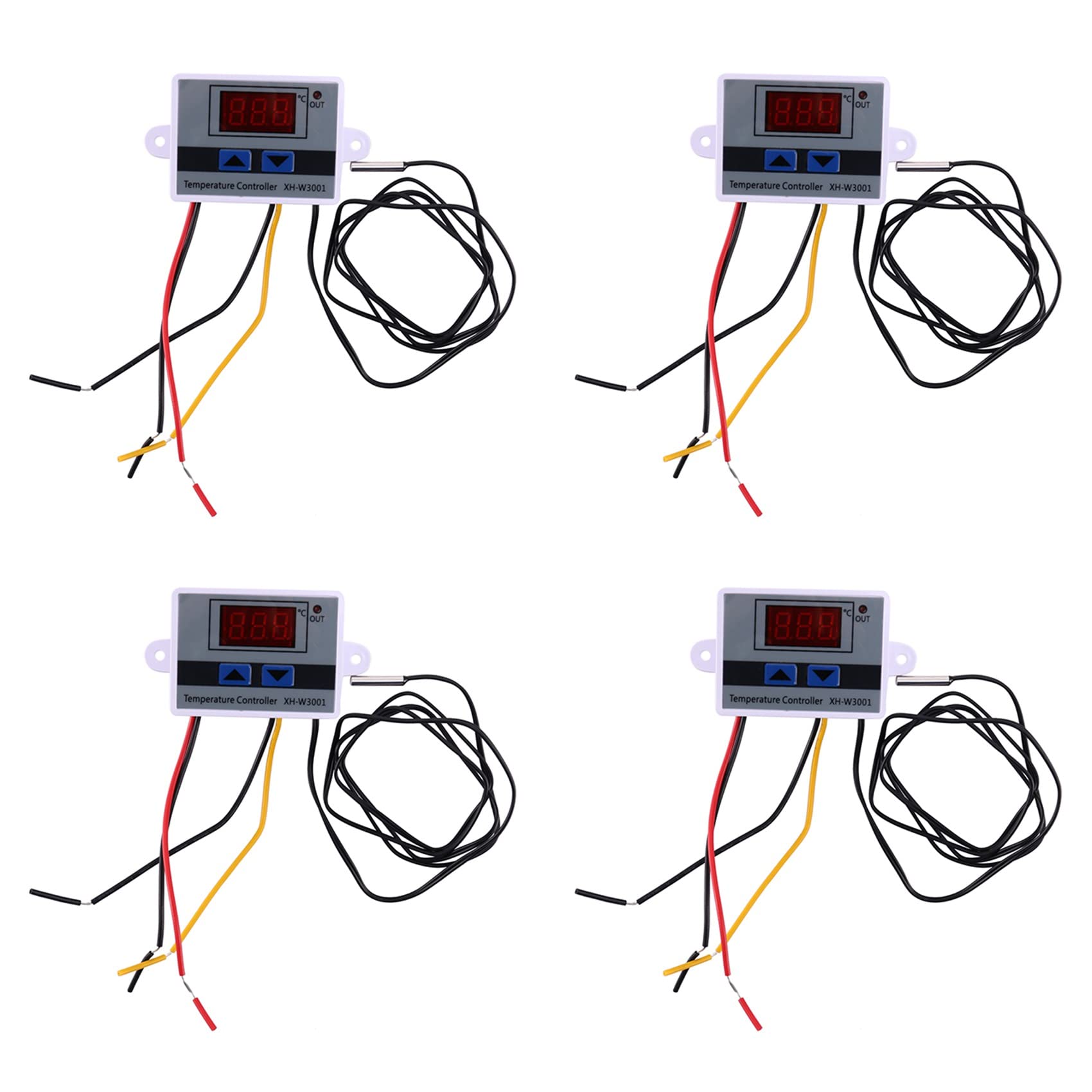 Jnchdghwa Gray&White 4X 10A Ac110-220V Digital Led Temperature Controller Xh-W3001 For Incubator Cooling Heating Switch Thermostat Sensor