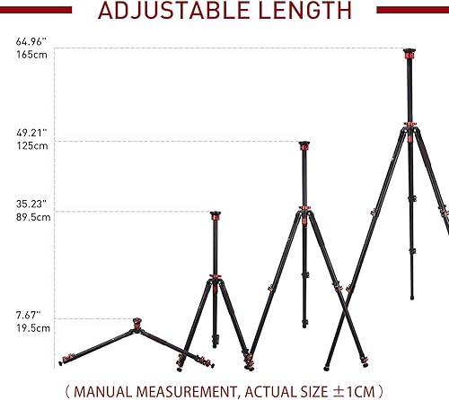 Miniatura 5 de IFOOTAGE TC6S - Trípode de cámara de carbono, trípode de video profesional de 3 secciones con poste central, cabeza de bola giratoria de 360 ,