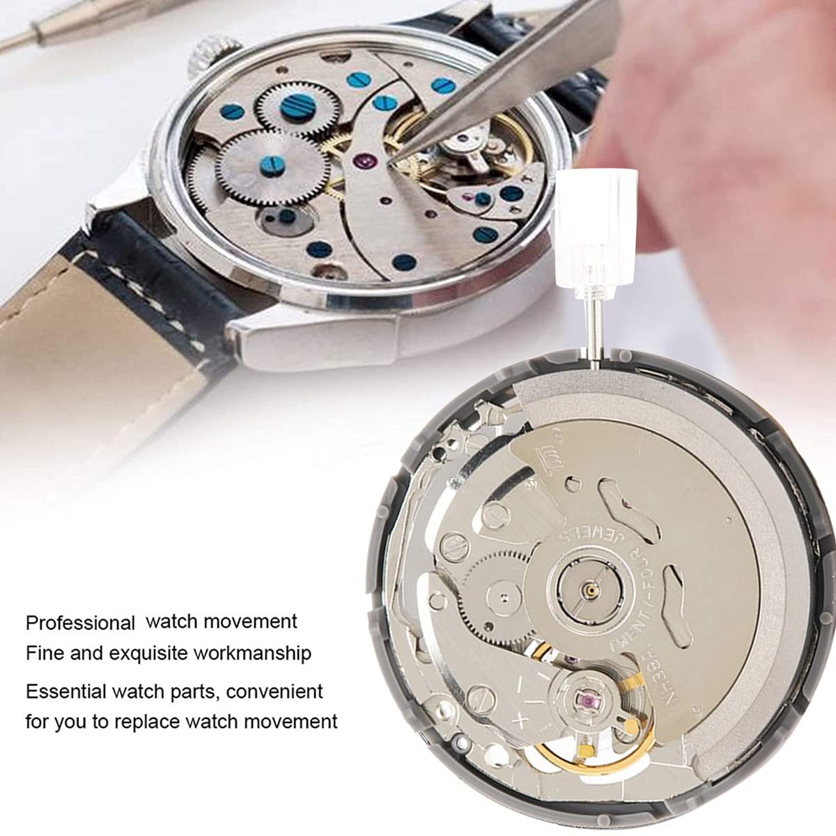 Movimiento NH38/NH38A Accesorios para Relojes Movimiento Automático De Cadena Movimiento Mecánico Automático De Precisión, plateado