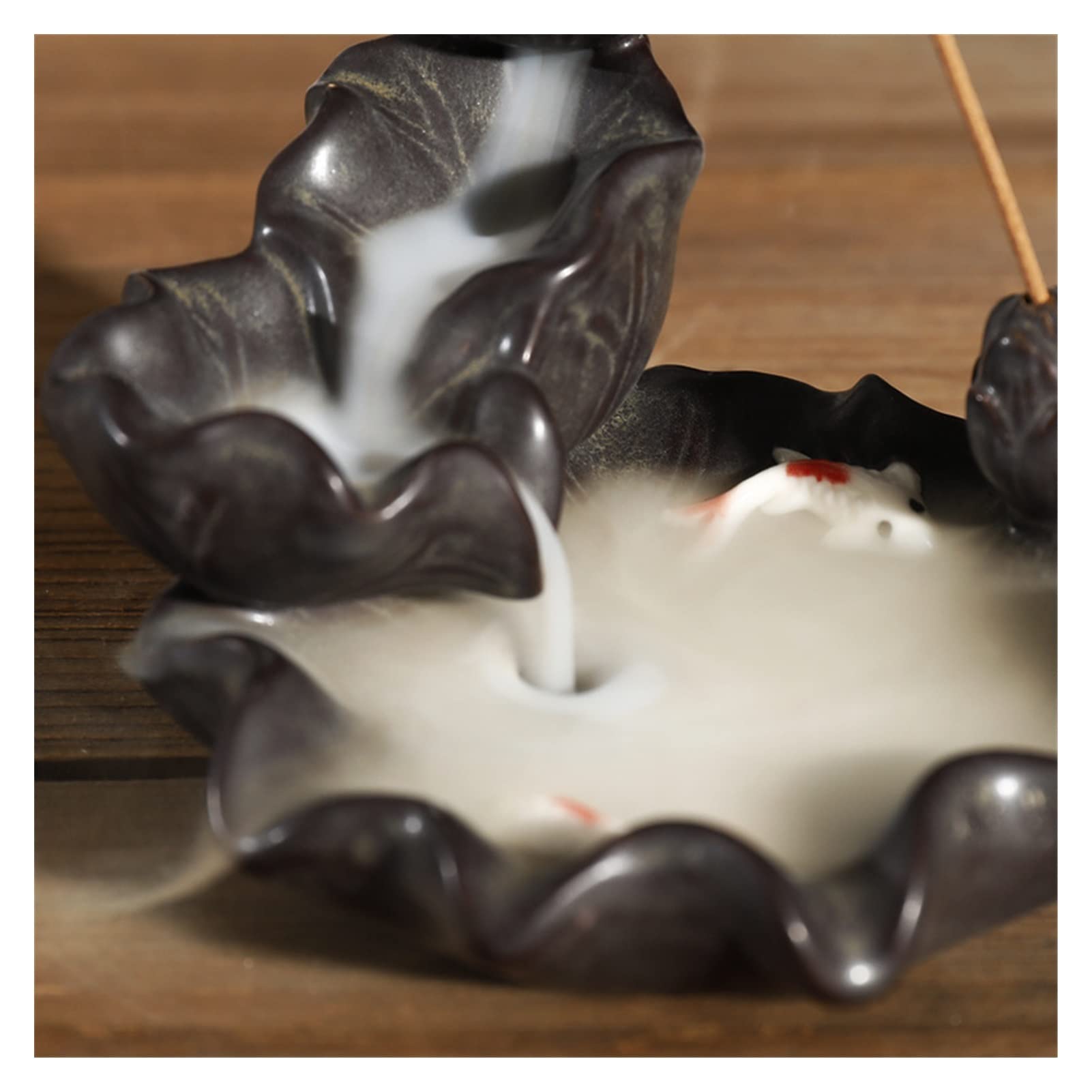 Bruciatore di Incenso Ceramica Cascata Bruciatore di incenso Bruciatore di incenso Bruciatore di incenso Lotus Flower Burner di incenso Aromaterapia Sedile di incenso + 20 Incenso Portaincenso