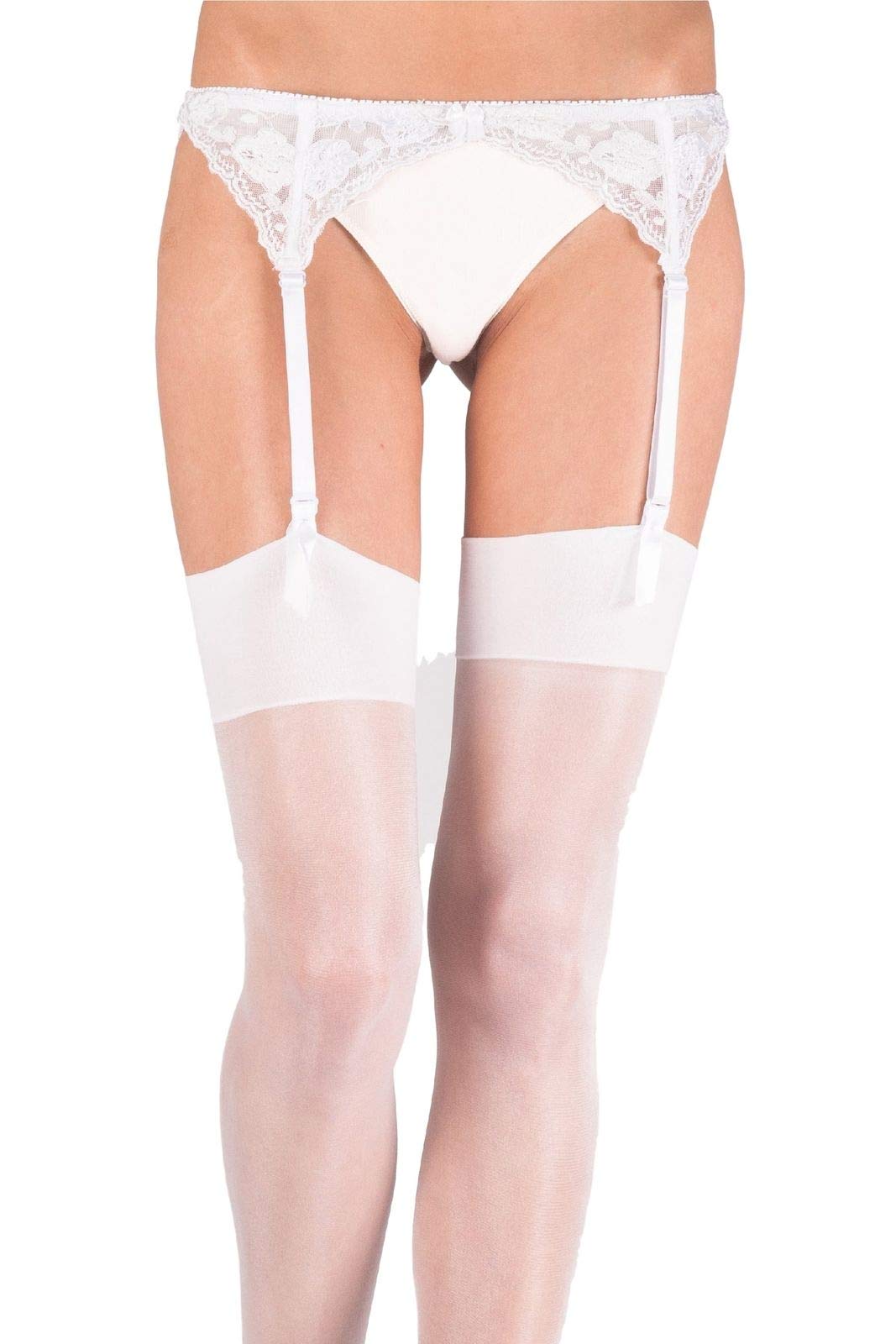Mytoptrendz Women's White Mytoptrendz®- Sexy Lace Suspender Belt With Adjustable Straps Garter For Stockings (, Medium)