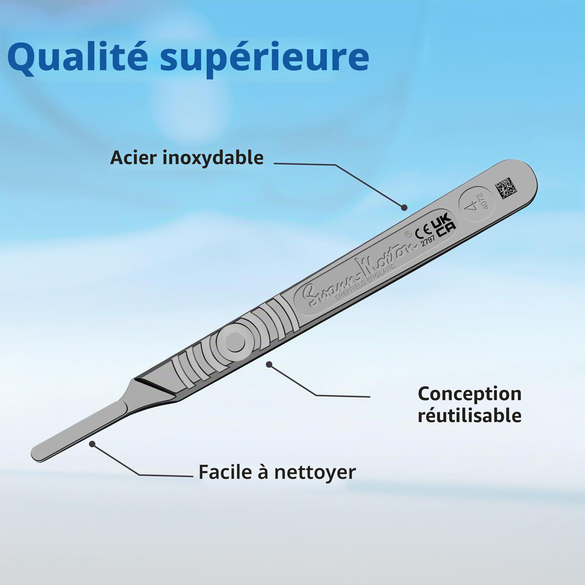 Swann Morton Numéro 4 Poignée de scalpel en acier inoxydable Numéro 4