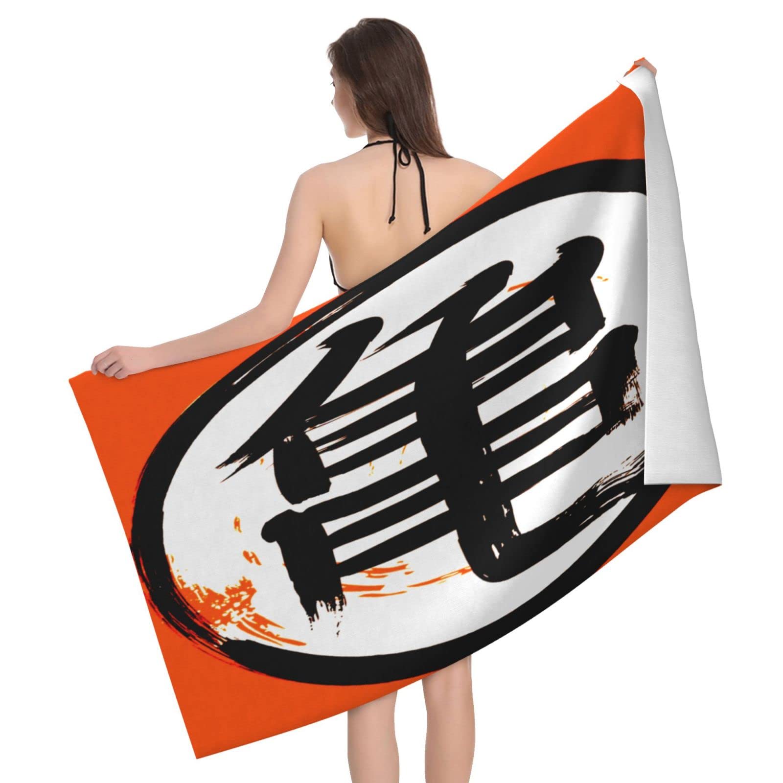 Lawenp Japanese Kanji Turtle Beach Towel, Lightweight Sand Free Quick Dry Microfiber Absorbent Bath Towel for Kids, Adults, Swimming, Bath, Yoga, Pool, Travel, Camping 32"X52"