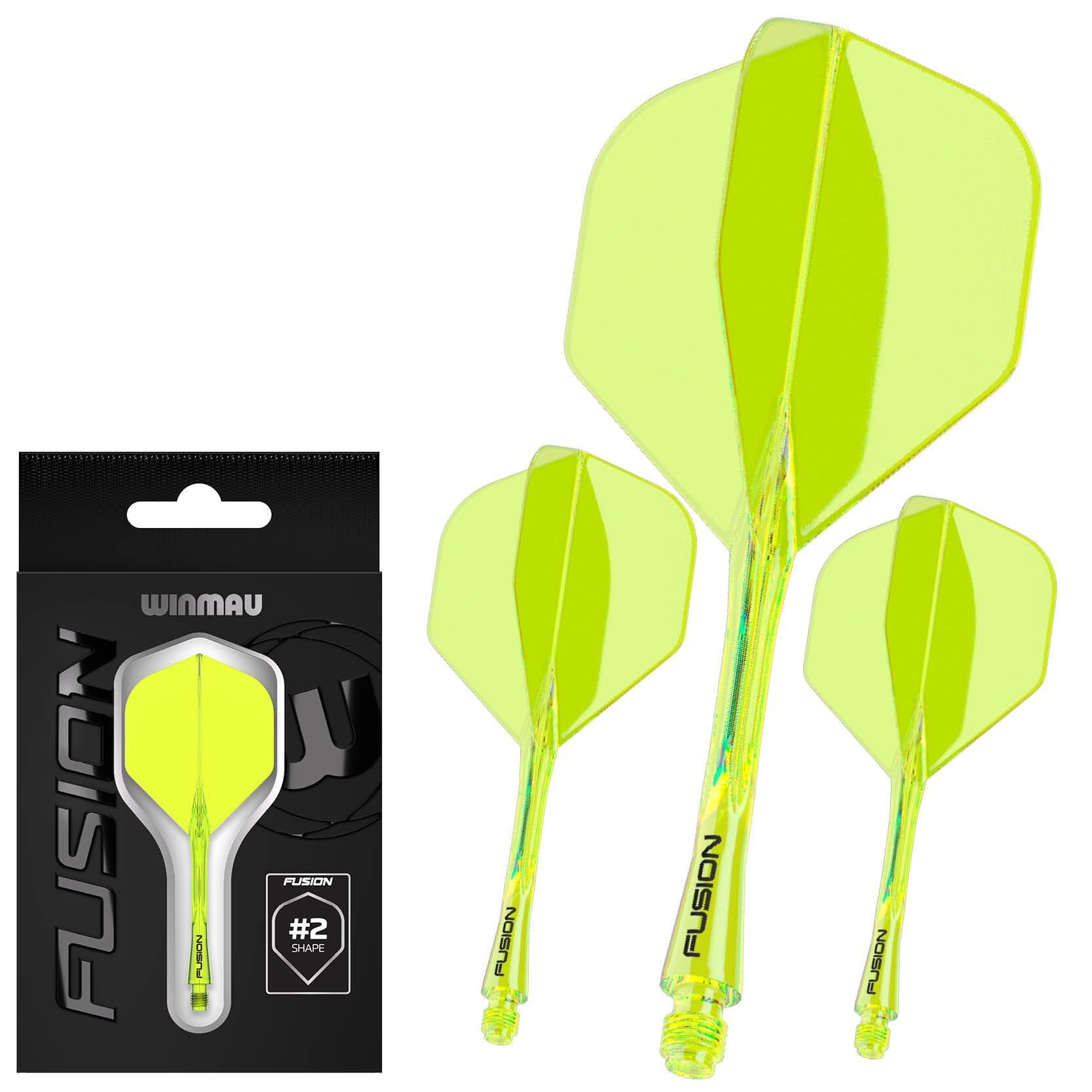WINMAU Darts Fusion Integrated Flight & Shaft System - No.2 Shape and Design - Available in Short, Intermediate & Medium - Available in Variety of Colours