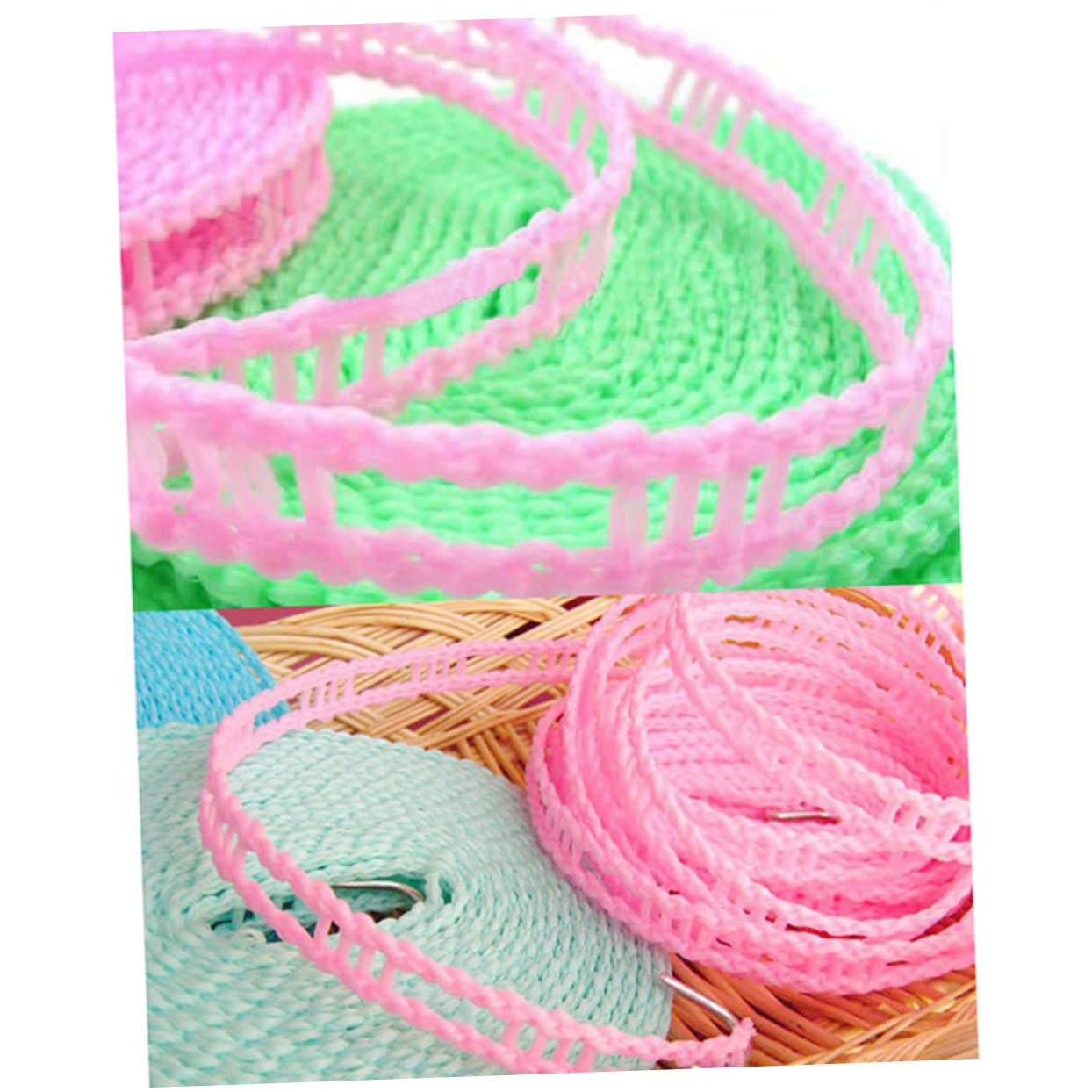 CHILDWEET Adjustable Nylon Clothes Drying Rope Meters Windproof Clothesline with Hooks for Camping Travel Home Use Random Color Random Color