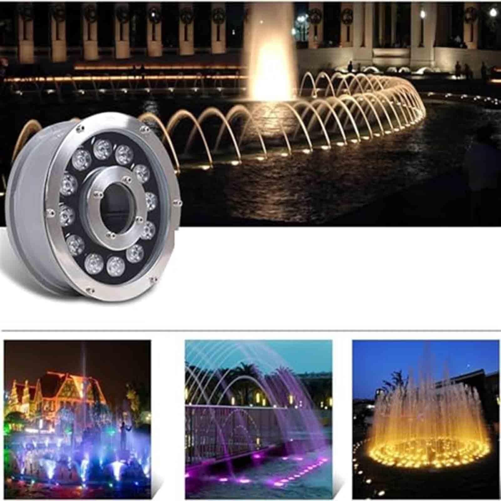 Anello luminoso a LED per fontana, Faro a LED sommergibile per fontana, faretto subacqueo per laghetto con cambio colore RGB, Illuminazione subacquea per paesaggi IP68(RGB+Remote Control,18w-12v)