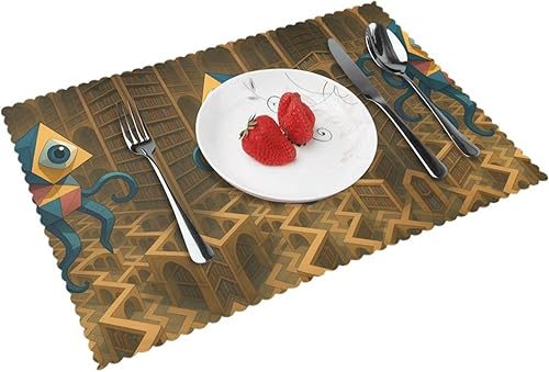 Miniatura 10 de Rectangular Placemats Set of 4, Heat Resistant Green Leaves Background Printed Kitchen Dining Table Mats Green Leaves Background,Dromedary,Flower