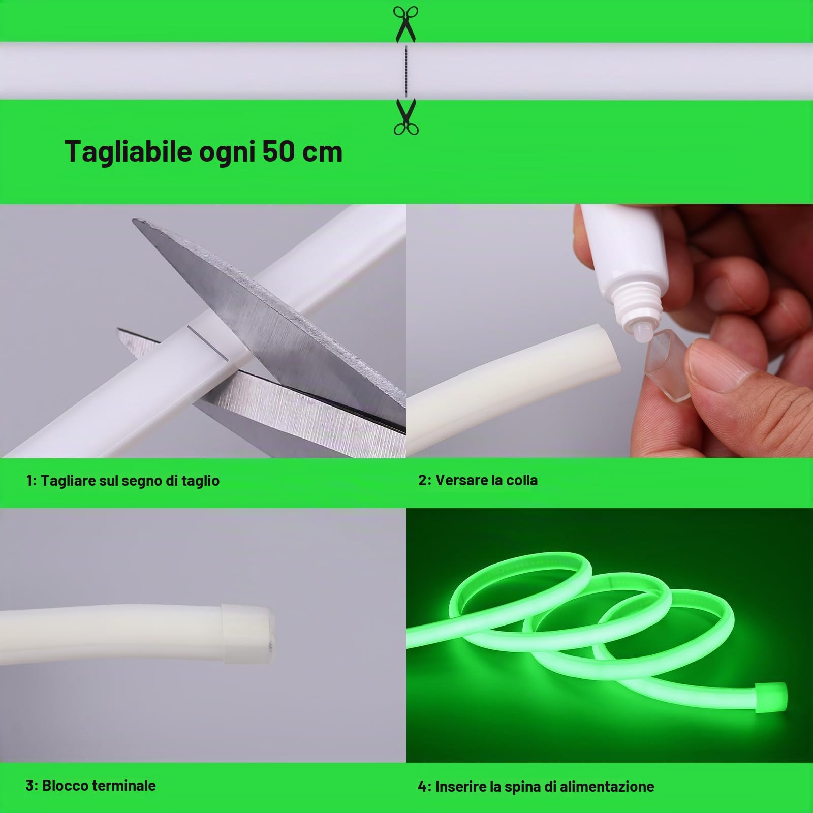 BENLUN Striscia LED COB 230V Esterno Impermeabile 20 metri, Luci LED 220V | Verde Strisce LED da Esterno Alta Luminosità 200W 288LEDs/m IP65 per Camera da letto, Cortile, Giardino, Gaming