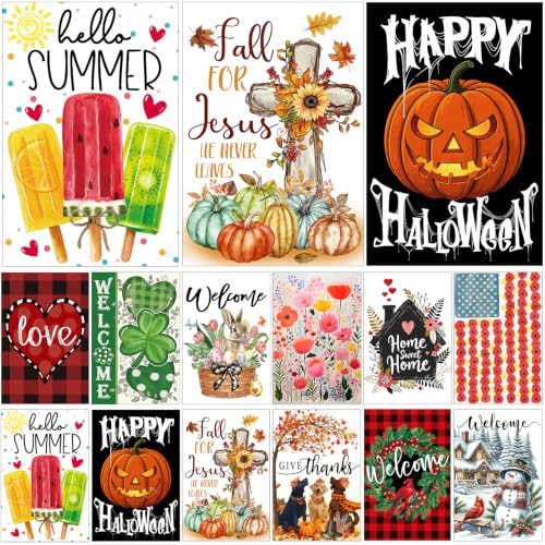 Yileqi Seasonal Garden Flag Set of 12 Double Sided 12 x...