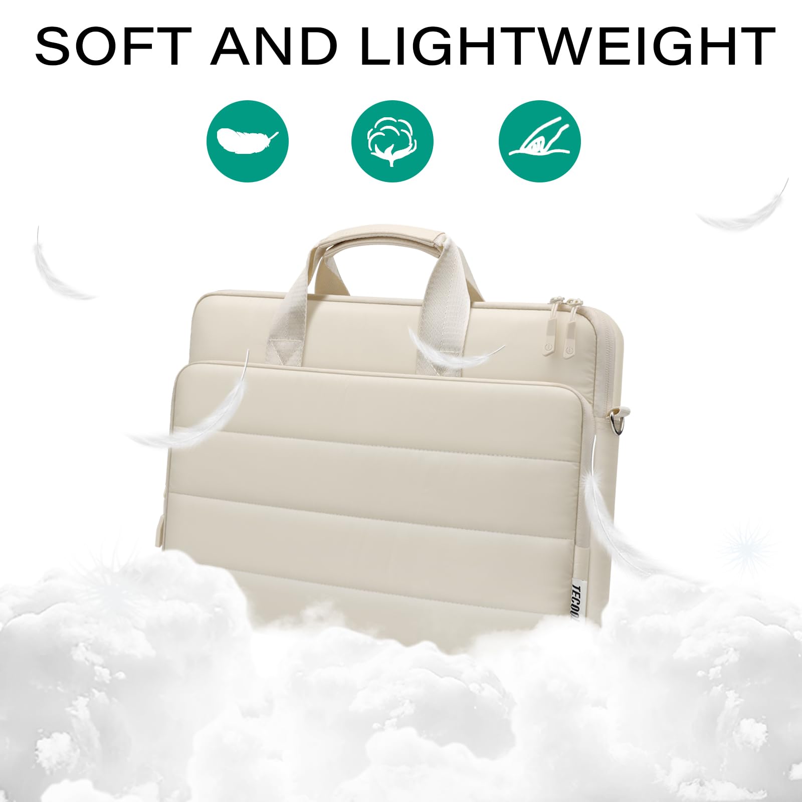 TECOOL Borsa Porta PC Portatile 15.6 16 Pollici, Borsa a Tracolla Custodia Laptop Messenger per 15,6-16 Pollici Acer Asus Lenovo HP Dell, MacBook Pro 16 M5 M4 M3 M2 M1, MacBook Pro 15 - Beige
