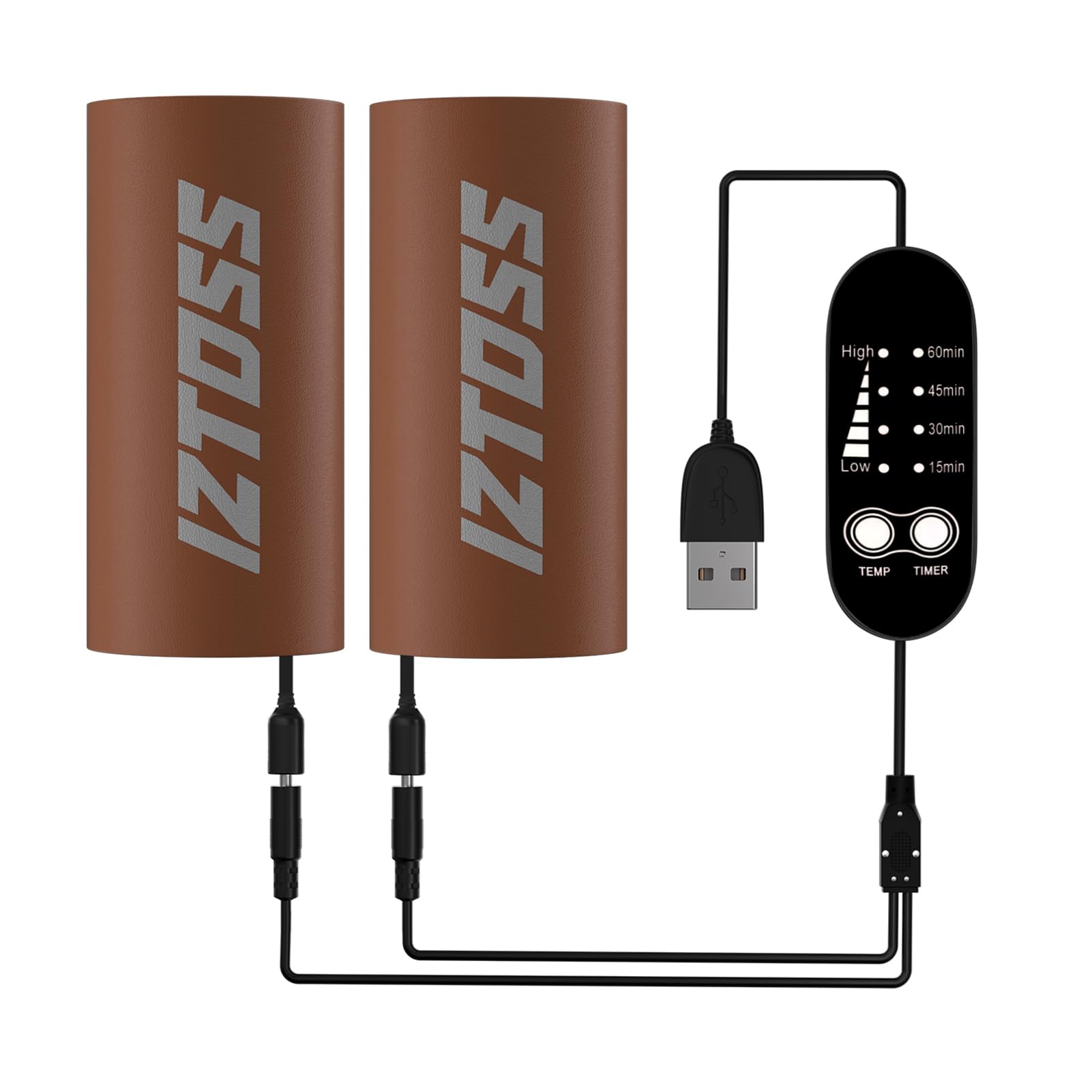 Ogrzewana osłona kierownicy motocykla Elektryczny podgrzewacz zimowy do dłoni z 4 ustawieniami temperatury i timerem, kompatybilny z zasilaczem USB 5 V, skóra PU (Brązowy)