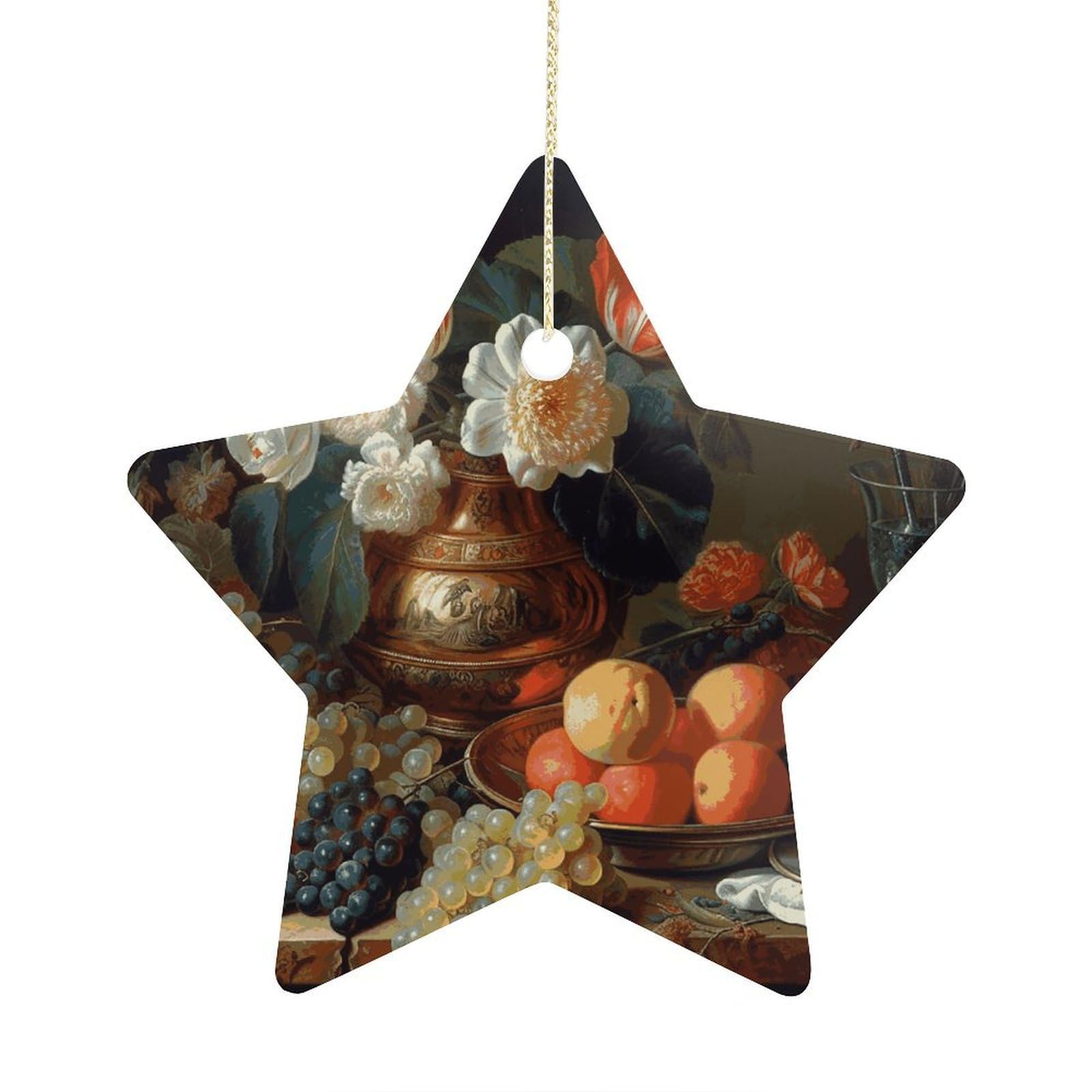 Fodpand Women's Style Flowers And Fruits Ornament With String, Keepsake Hanging Decorations,Ceramic Ornaments For Men Indoor Home Holiday Party Gifts