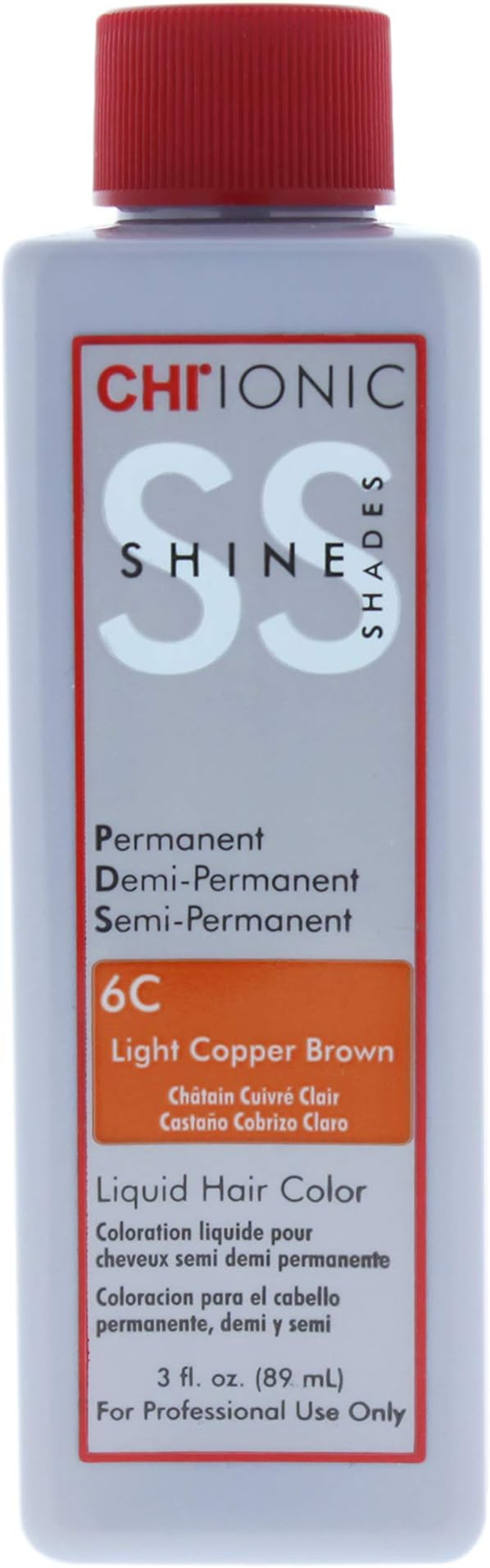 CHIIonic Shine Shades Liquid Hair Color 6C Light Copper Brown for Unisex - 3 oz