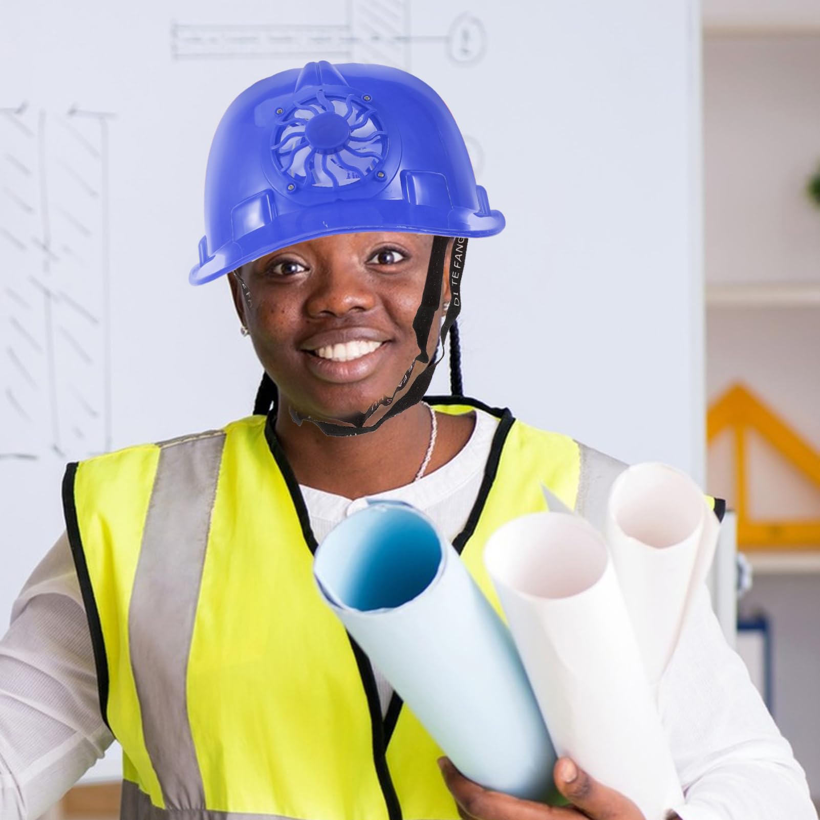 LALAFINA Casco Sicurezza con Ventilatore Solare Cappello Protettivo per Esterni Protezione Solare per Attività Estive e e Comfort