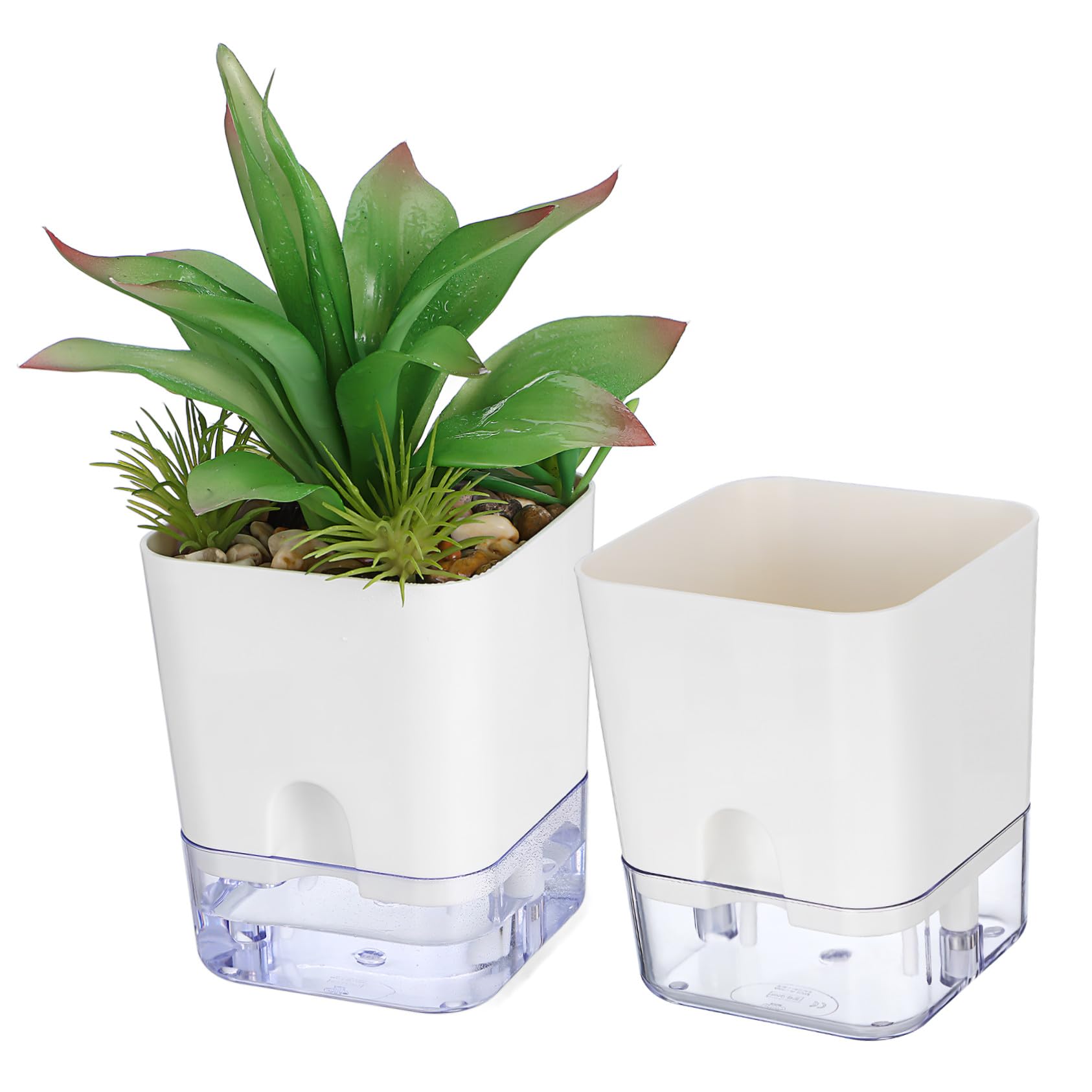 Pot de fleurs auto-arrosant DOITOOL lot de 2 en plastique transparent pour bureau