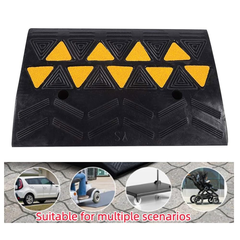 Rampe De Seuil Hauteur 8/11/16cm Rampes De Trottoir en Caoutchouc, Rampe Accès Fauteuil Roulant Antidérapante pour Voiture, Scooter, Vélo(50 * 28 * 8cm/20 * 8 * 3in)