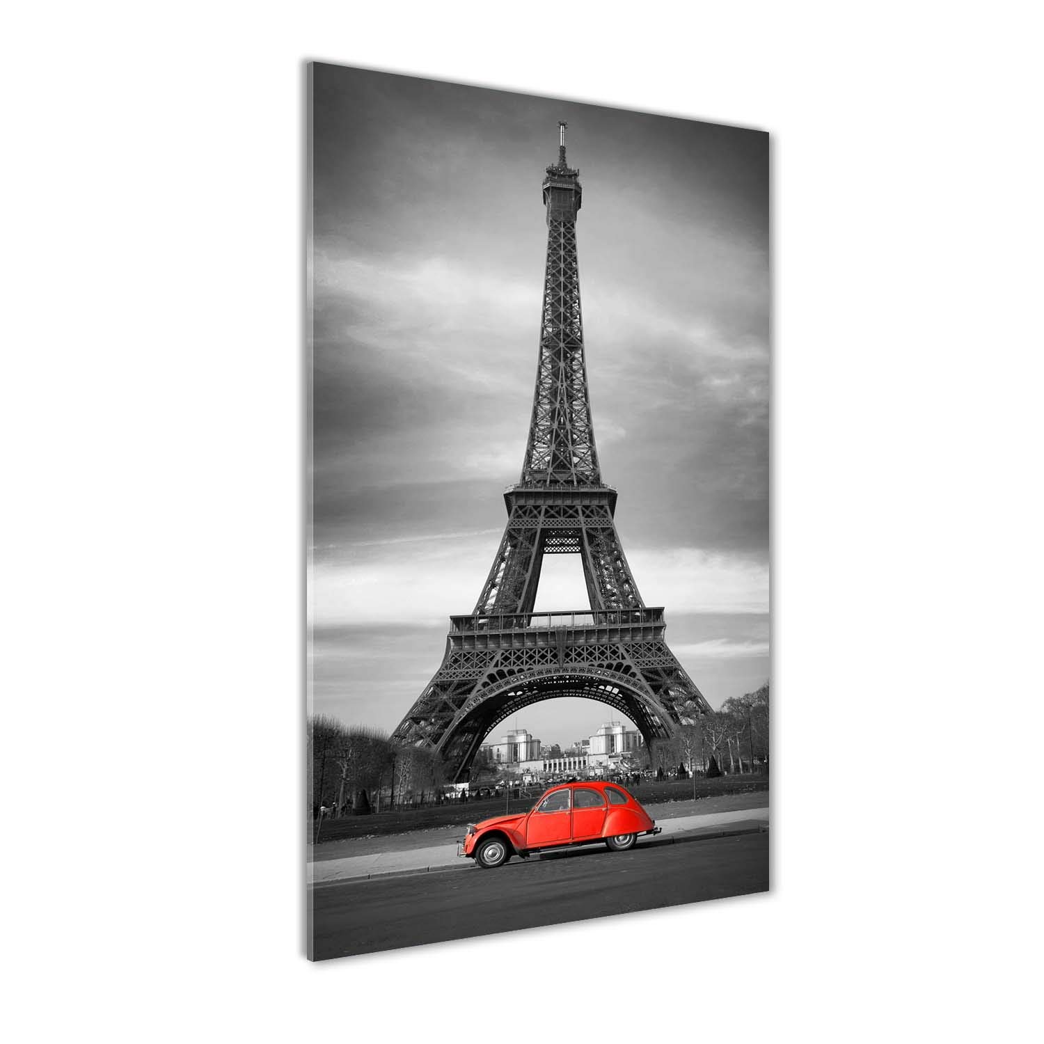 Tableau Tour Eiffel Paris rouge en verre pour habiller un grand mur vide
