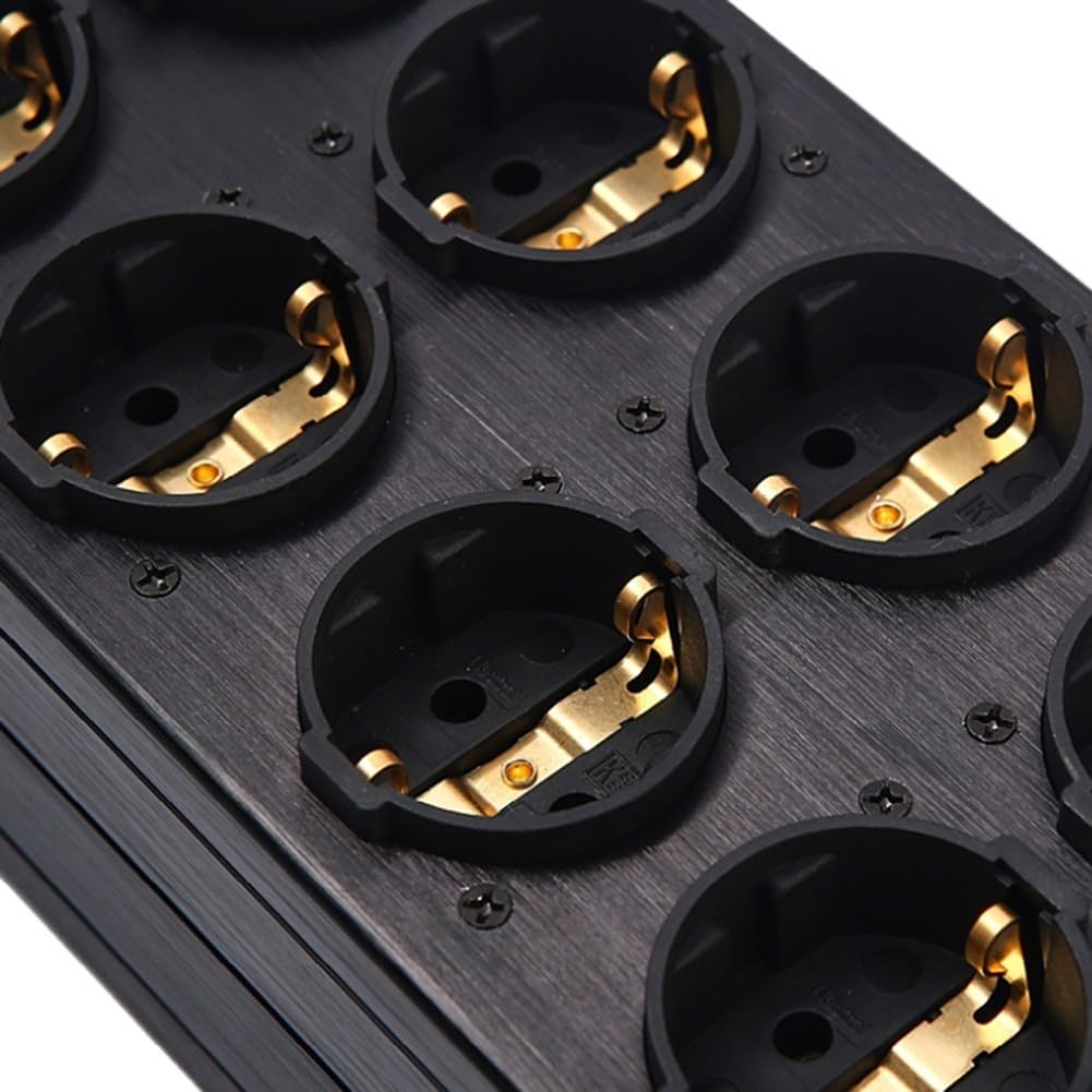 TP80 Netzfilter für HiFi 3000W Entstörfilter Steckdosenleiste mit Überspannungsschutz für Heimkino Audio Video System Aluminium 305mm(Black)