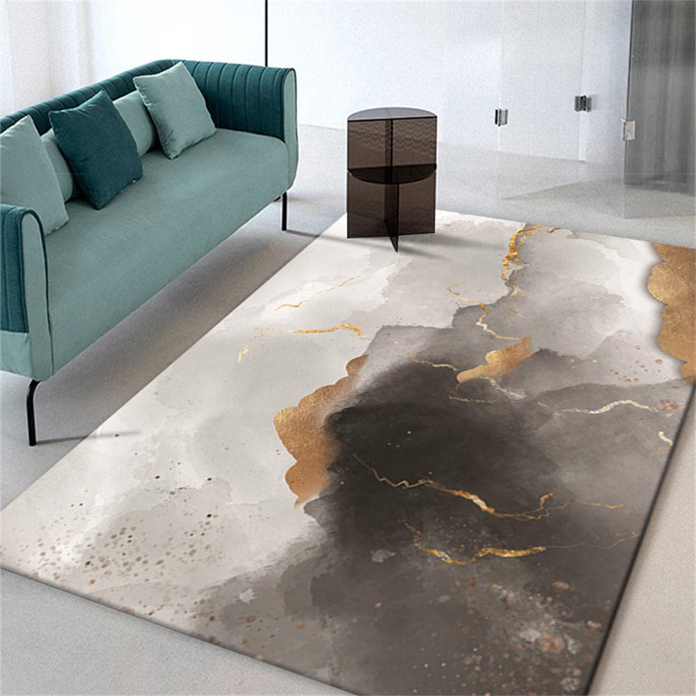 Tapis salon conception graphique abstrait moderne gris doré 180X260
