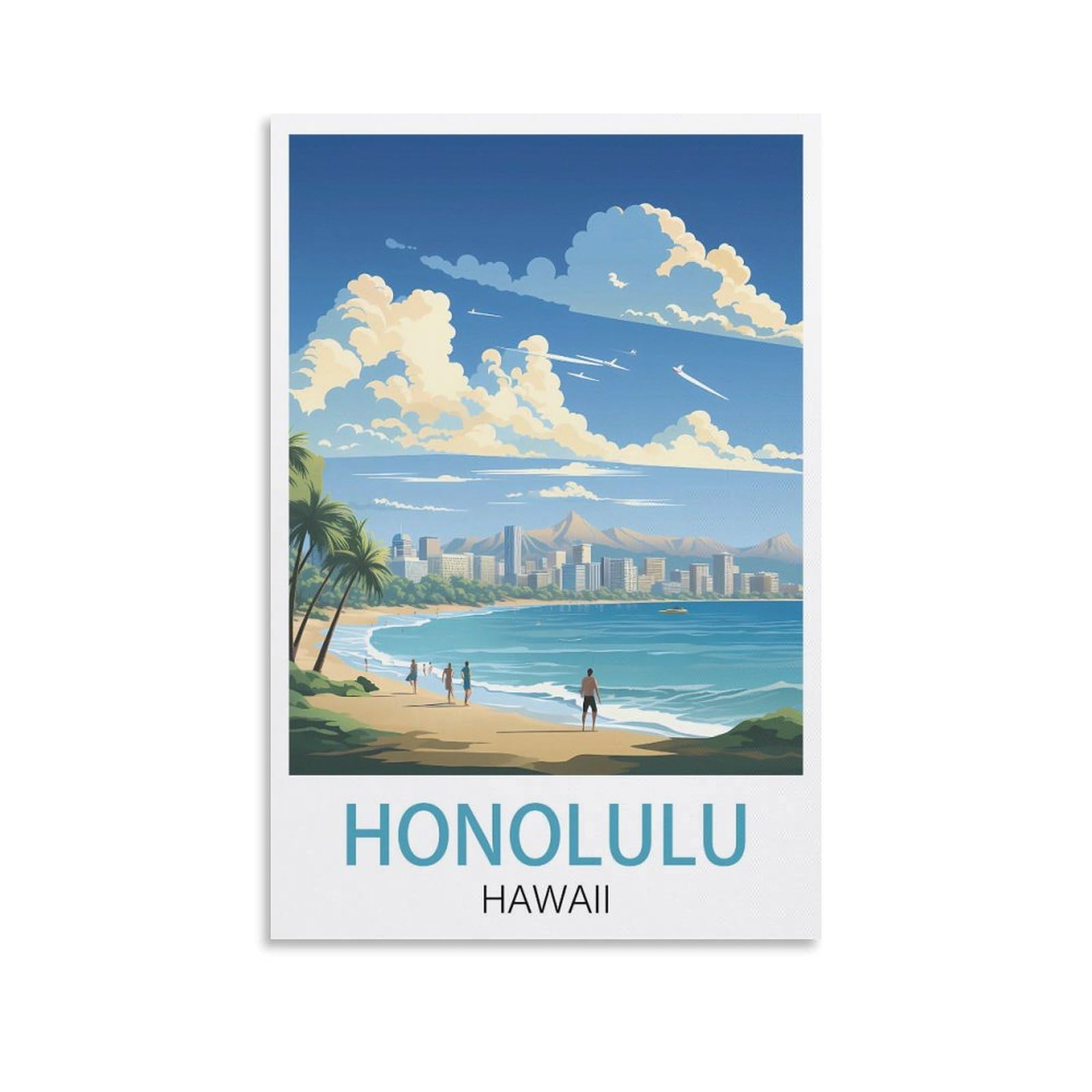 EZMLFA DIY 5D Diamond Painting Kits for Adults,Honolulu Hawaii DIY Diamond Art Kits Gem Painting Crafts for Home Wall Decor 50x60cm