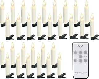 30PCS Flickering Christmas Tree Candle Lights, Clip on Candles for Christmas Tree Battery Operated with Remote, Flameless LED Window Candles time for Home Wedding Christmas Party Decoration