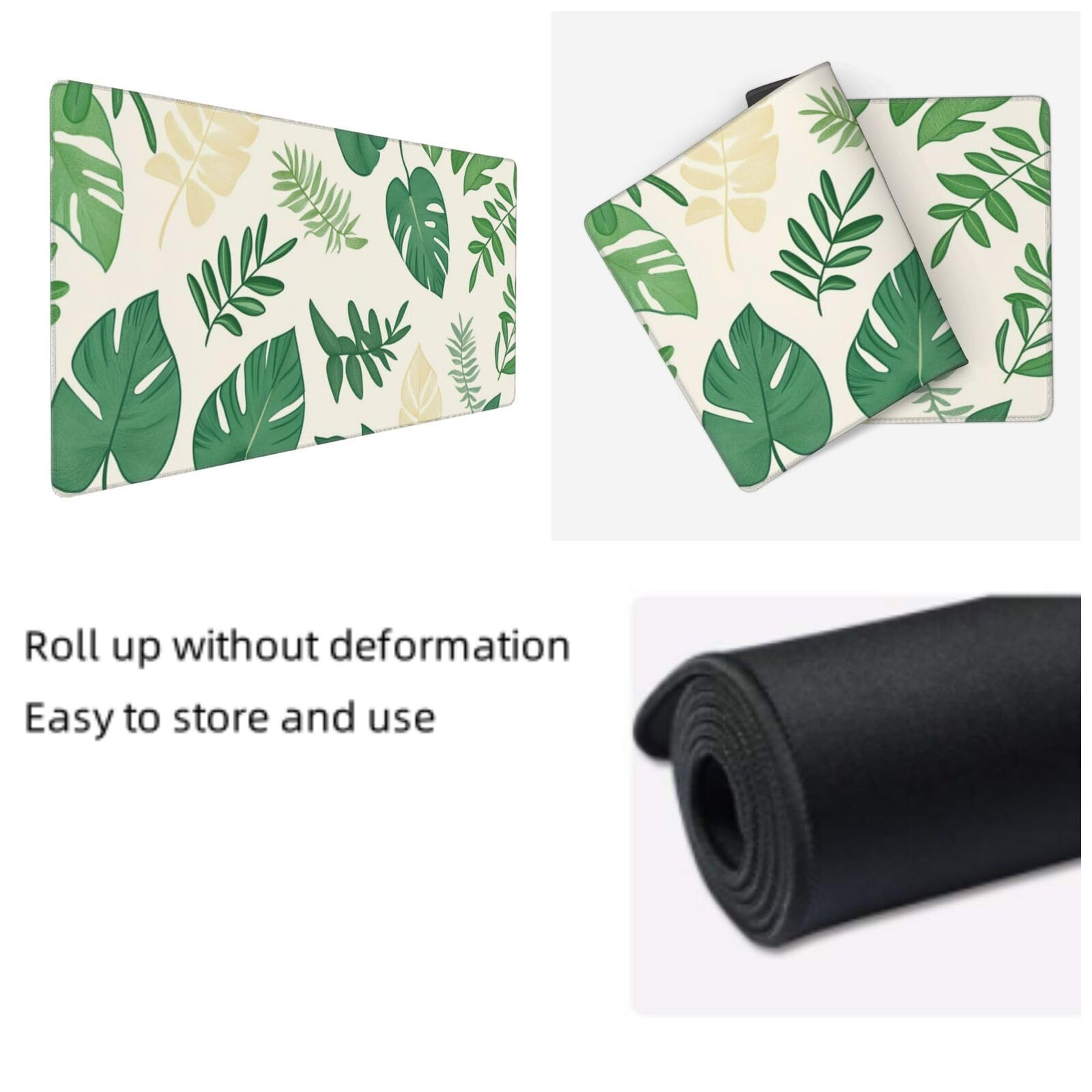 Tapis de Souris XXL 90 x 40 cm, Vert & Feuille Tapis de Bureau G669