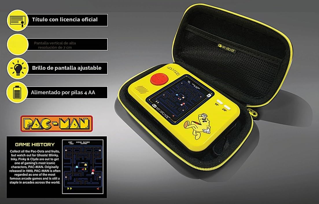 My Arcade - DGUNL-7143 Pac-Man Pocket Player Pro Sistema de Juego portátil con Funda de Transporte
