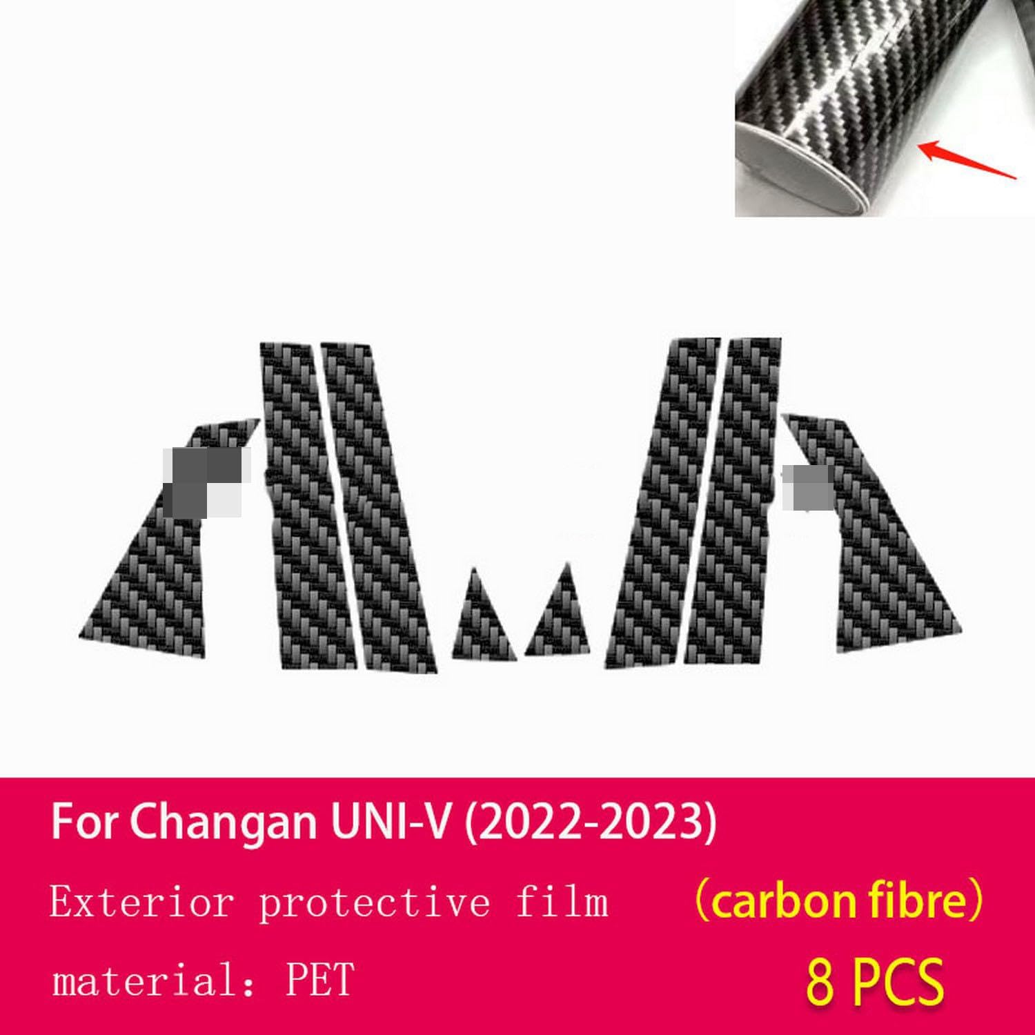 JCAKES Car Exterior Car Window Pillar Anti-Scratch TPU Protective Film Anti-Scratch Repair Film Accessories，for Changan UNI-V 2021-2023
