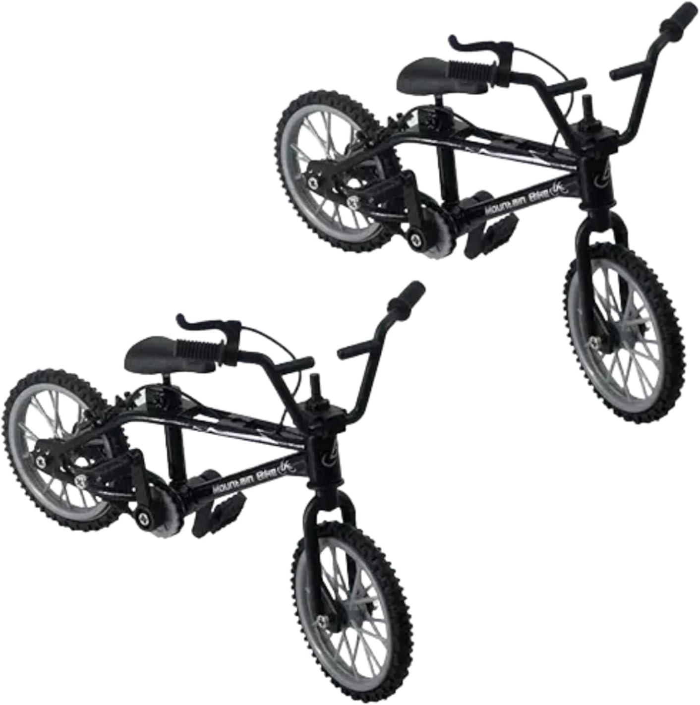 Fxieng 2Pcs Black 1/18 Diecast Bike Action Figure Toy,Mini Finger Mountain Bike Bicycle Art Crafts Desktop Decor Finger Bikes
