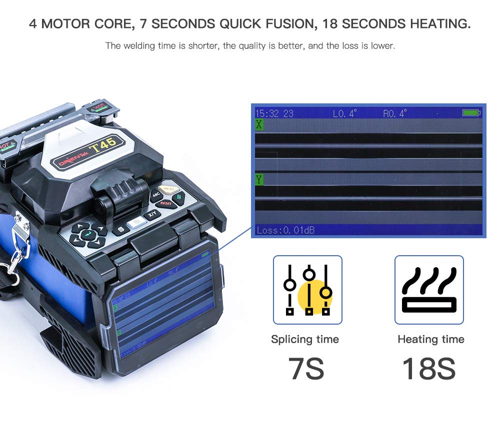 ORIENTEK T45 Fusion Splicer Core Alignment Fiber Splicing Machine Fiber Optic Welding Machine Fiber Splicer Multifunctional Carrying case + Fiber Power Meter: Tools & Home Improvement