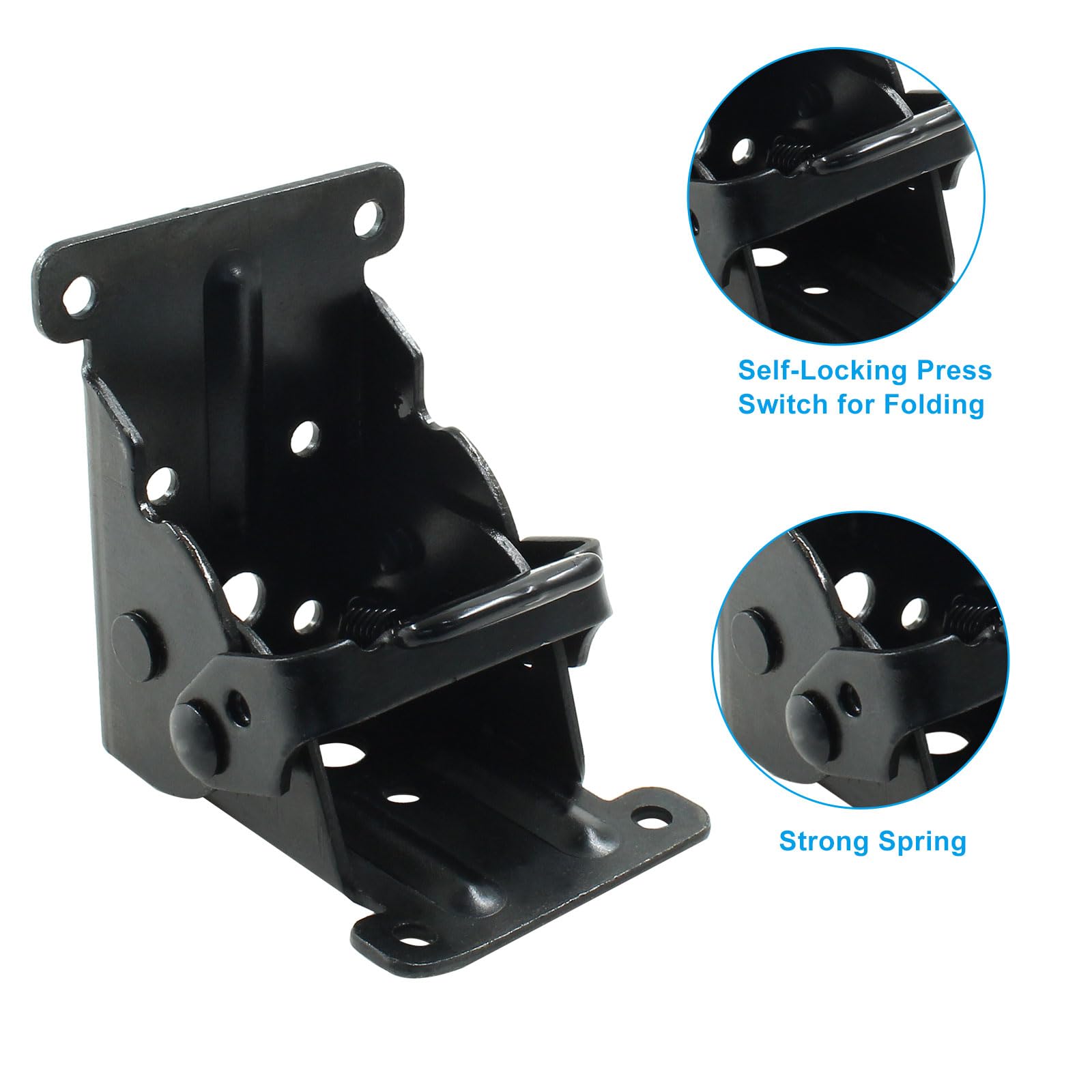 suiwotin 4pcs Folding Bracket, Self Locking Hinges 90 Degree Foldable Brackets, Heavy Duty Lock Extension Support Angle Braces for Folding Table, Workbench, Bed Legs (Black) 2