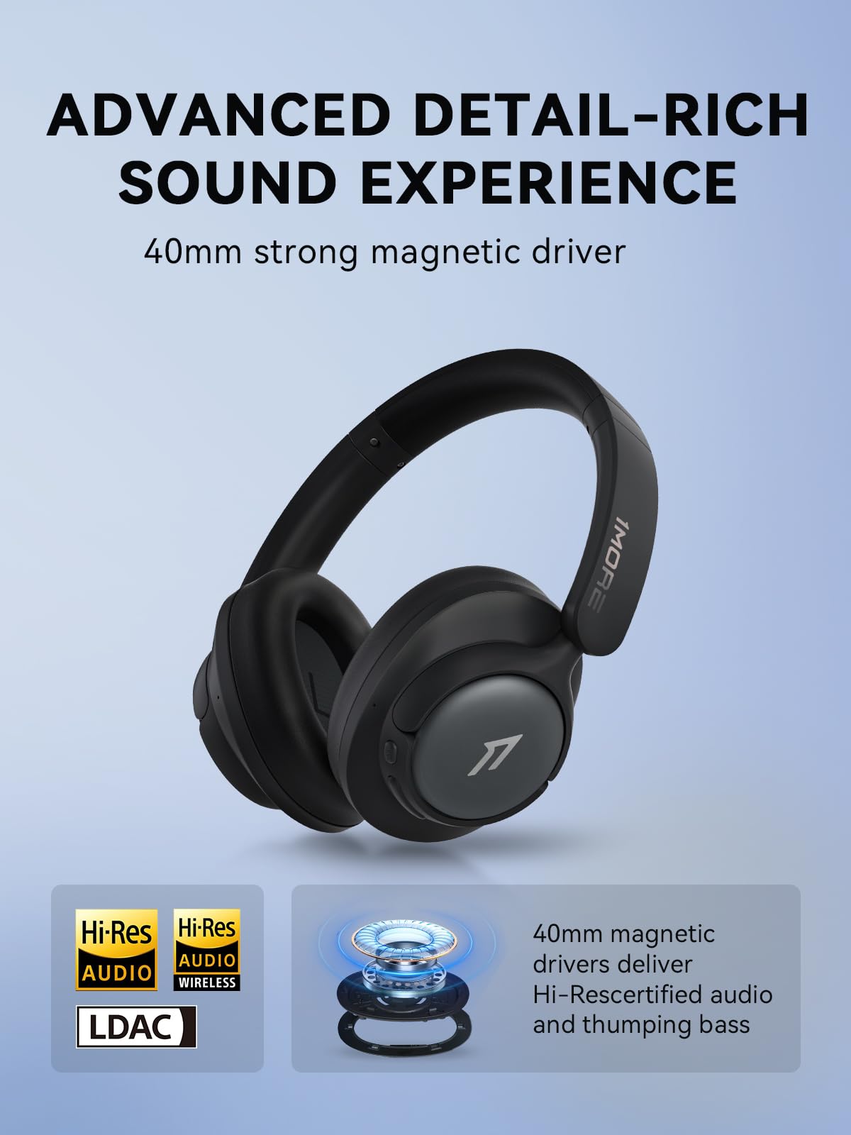 1MORE SonoFlow SE Cuffie Wireless Bluetooth, 90 Ore Di Riproduzione, Cancellazione Rumore Attiva Adattiva, Audio Spaziale, Hi-Res Audio, Controllo APP, Chiamate Chiare (Nero)