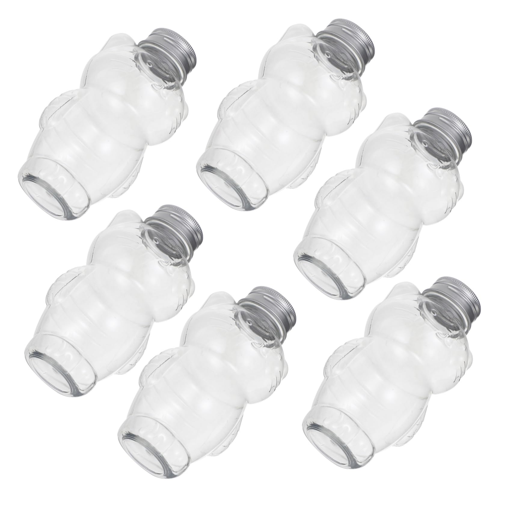JECOMPRIS Juice Bottles Lids Clear Plastic Bottles for Water Milk Tea Juice Leakproof Reusable