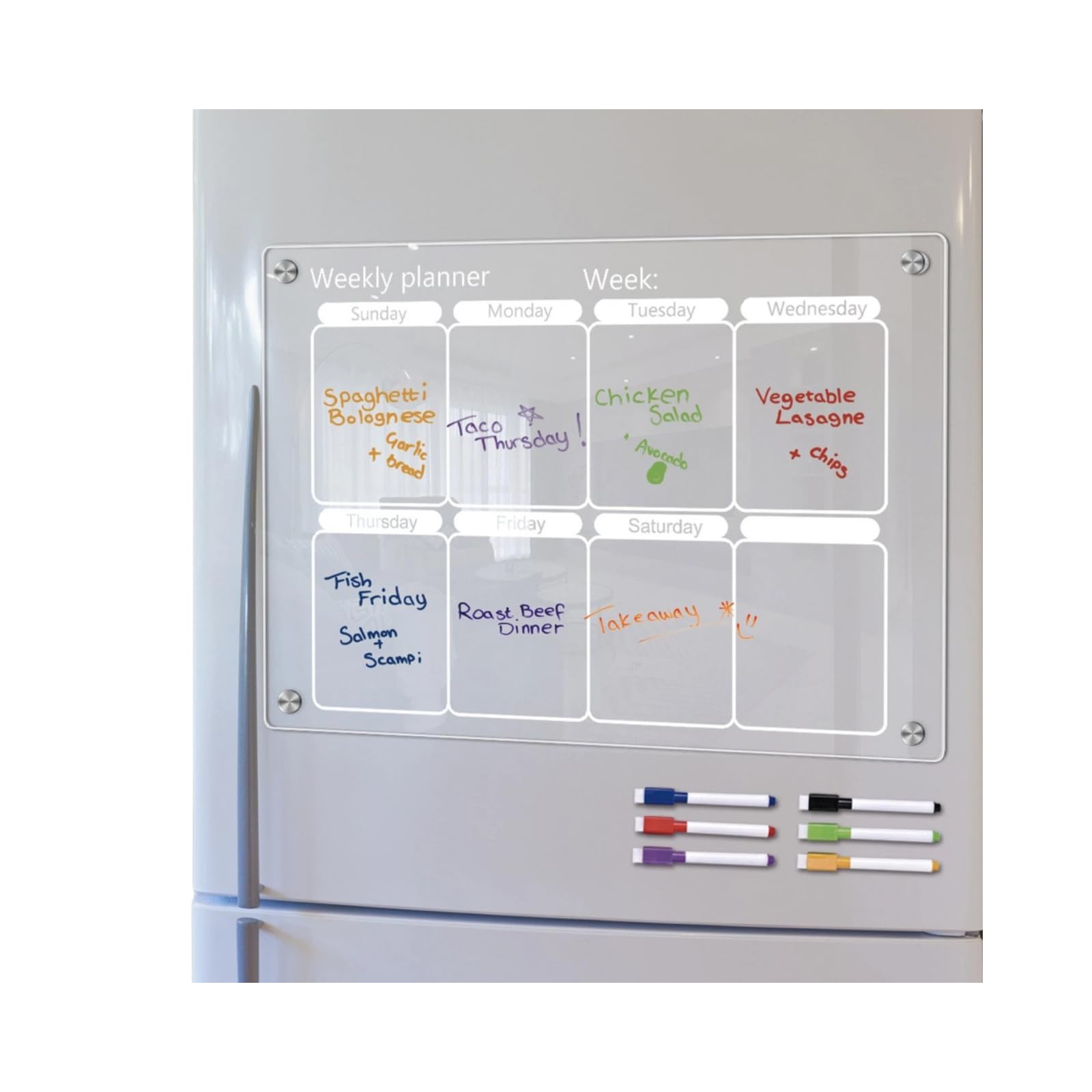 Acrylic Magnetic Suction Weekly Plan Note Board erasable Transparent Message Writing Board memo Reminder Display Board