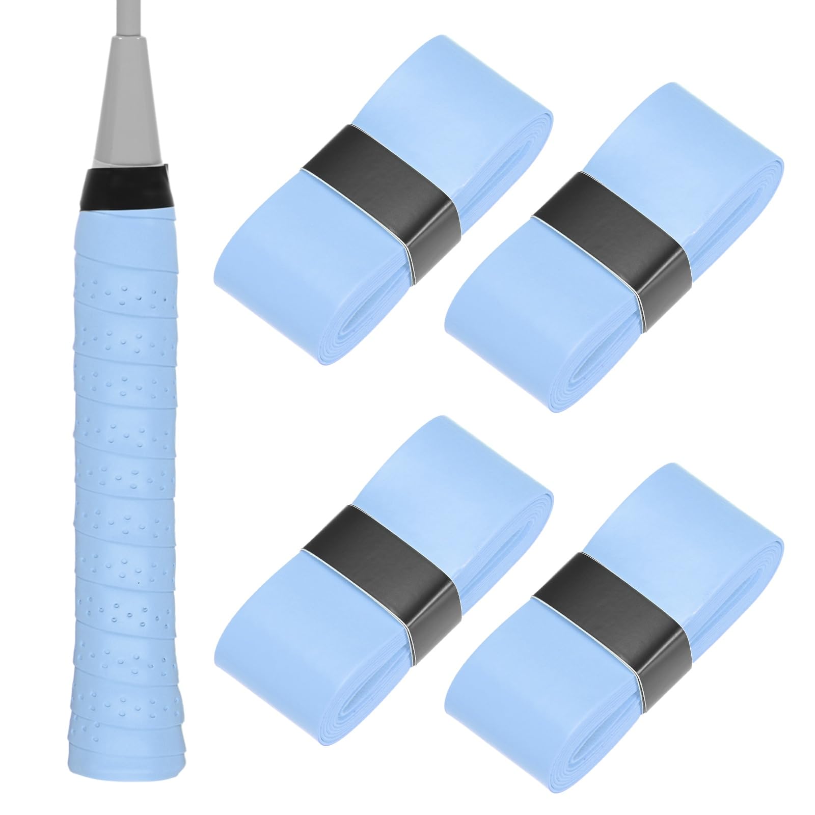 M METERXITY 4-Pack Tennis Racket Grip Tape PU Overgrip Sky Blue