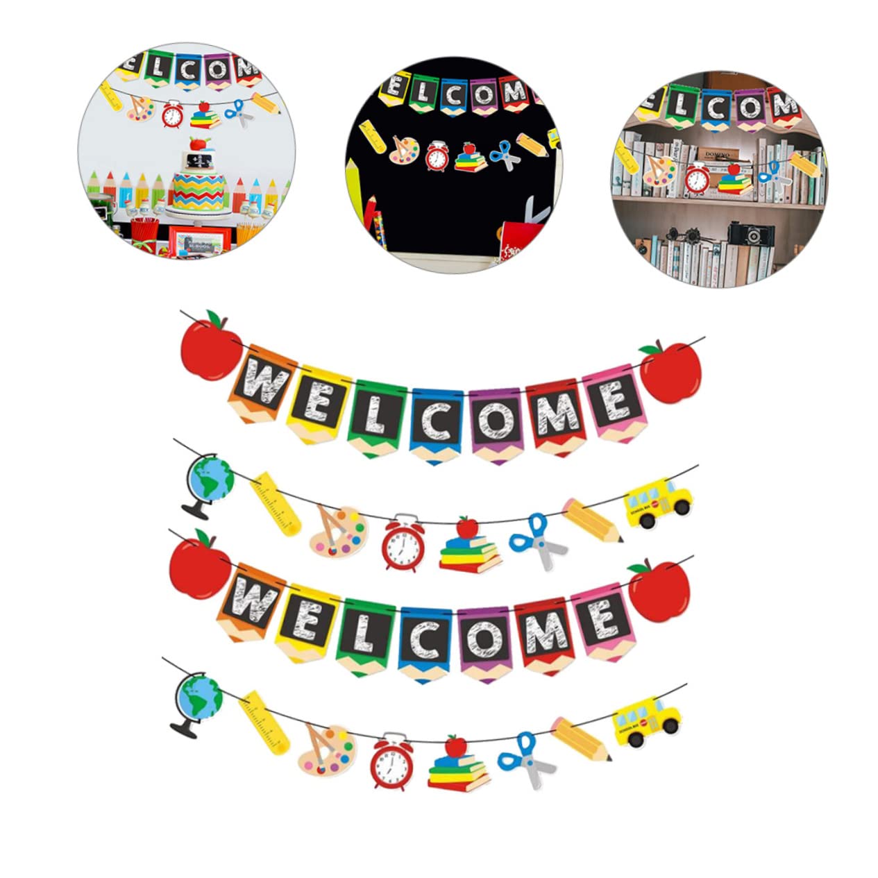 Cabilock 5 Juegos Banner De Flores Para Tirar Banner De Feliz Cumpleaños De Bienvenida A Casa Para Pastel Escolar De Graduación Globos Para El Primer Día De Clases 4 Uds * 5