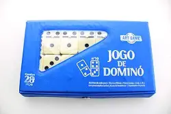 Jogo Dominó Profissional De Osso Estojo com 28 Peças Grandes Cores Variadas