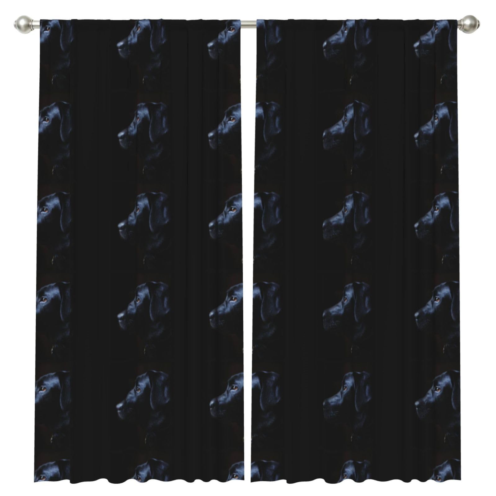 InOmak Black Labrador Dog, 2 Panels Window Curtains 52 x 84 Inch Blackout Curtains for Living Room Bedroom