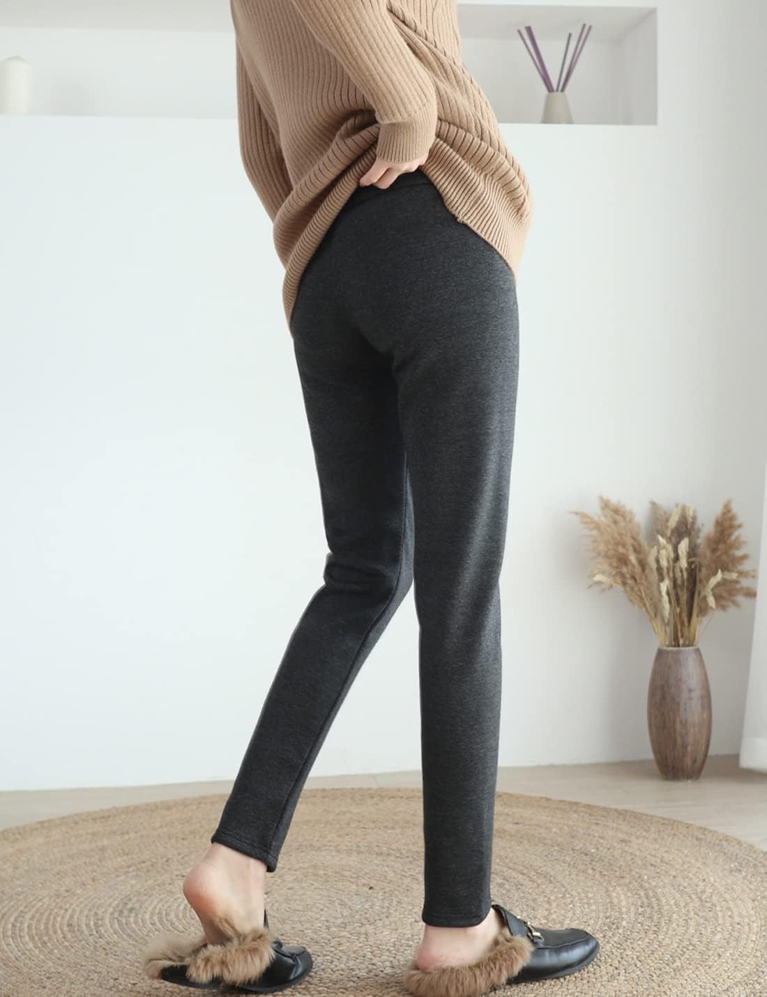 ZGZZ7 Maternity Pregnant Women Winter Warm Fleece-Lining Thermal Sweatpants Fleece Pants