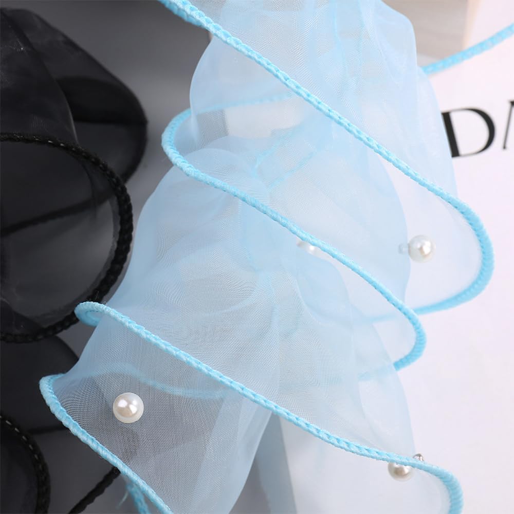 Wambere 20m x 11cm Organza Rüschenband mit Perlen,Spitzen Borten Bänder Spitzenband Spitzenbordüre Spitzenbesatz Spitzenborte Zierband Dekoband für DIY Basteln Nähen Kleidungsdekoration,Grün