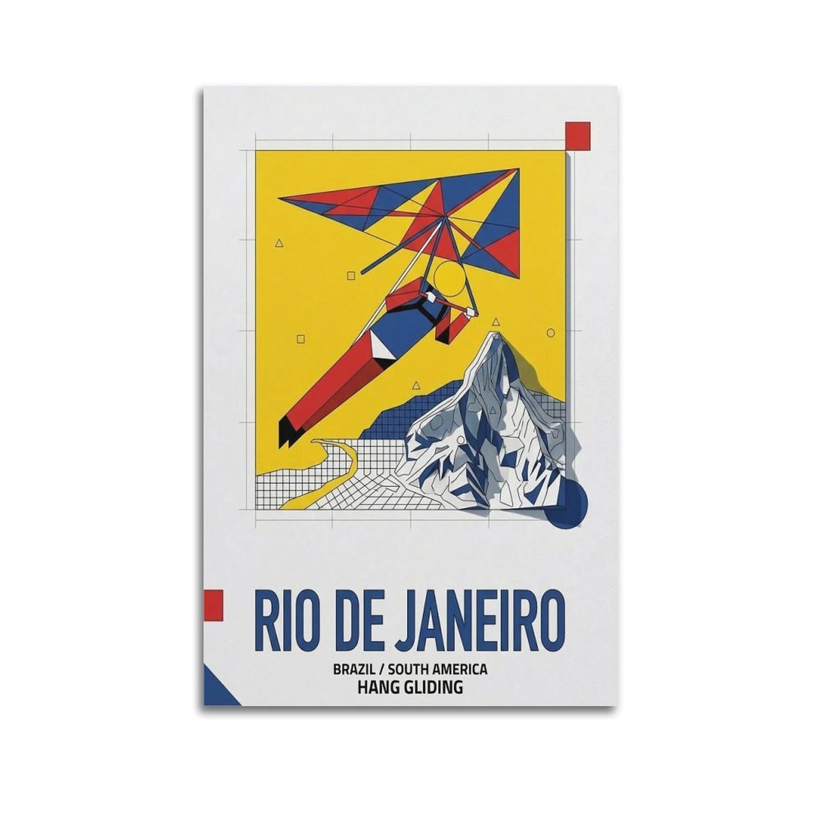 OKAHYS Sport Travel Poster Rio De Janeiro Hang Gliding Modern Decorative Canvas Prints - Ideal Wall Art for Family, Man Cave, Game Room, Boys & Girls Bedroom 24x36inch(60x90cm)