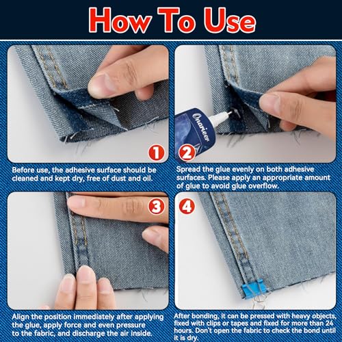 Onarieer JS-00001 60Ml Fabric Glue, Fabric Glue Permanent Clear Washable For Patches Drying Waterproof Fabric Adhesive Glue thumb #5